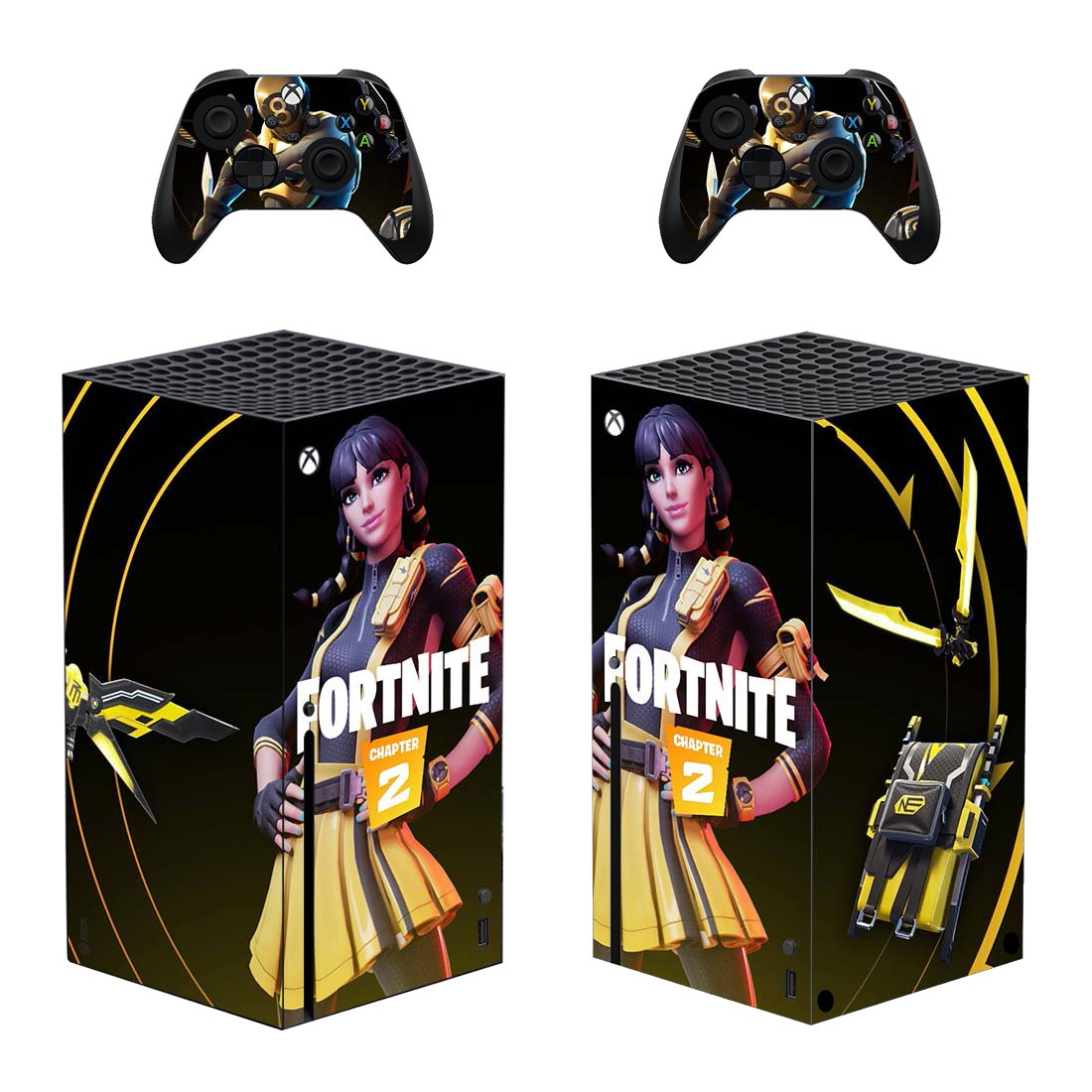 Fortnite decal skin for Xbox Series X Console & 2 Controllers