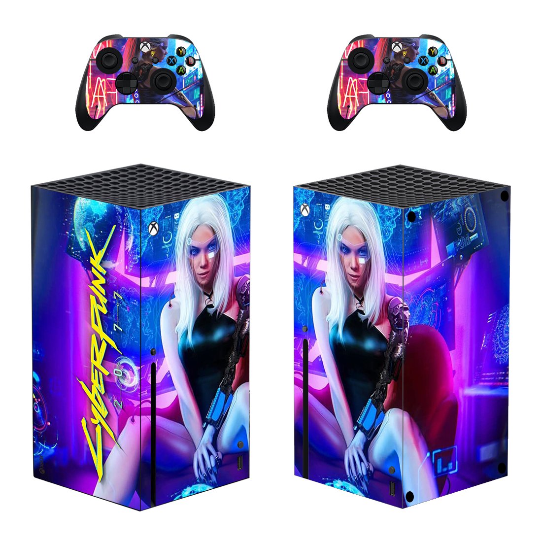 Cyberpunk 2077 decal skin for Xbox Series X Console & 2 Controllers