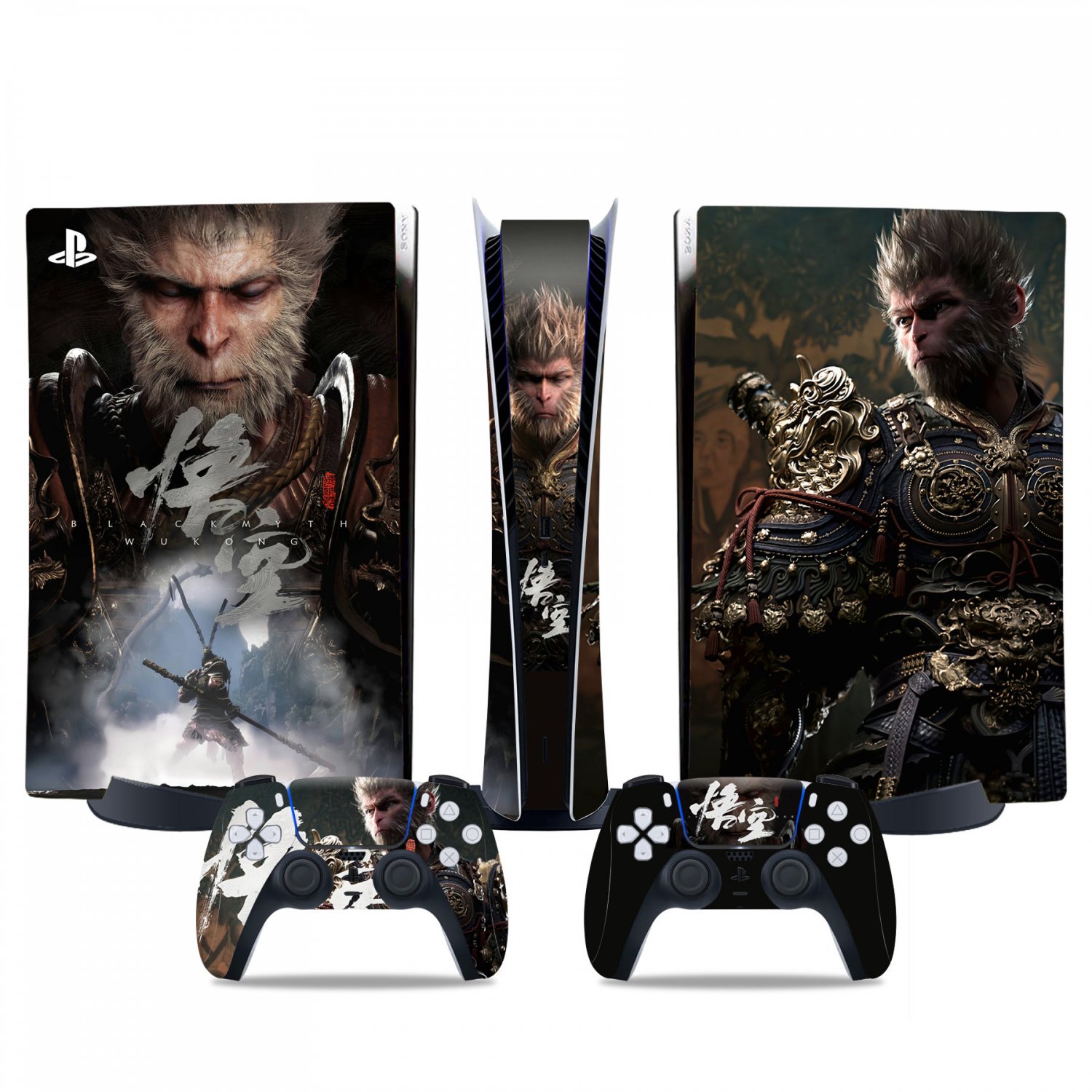 Black Myth Wukong decal skin for PS5 digital Console & 2 Controllers
