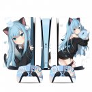 Neko Cat Girl Waifu decal skin for PS5 digital Console & 2 Controllers