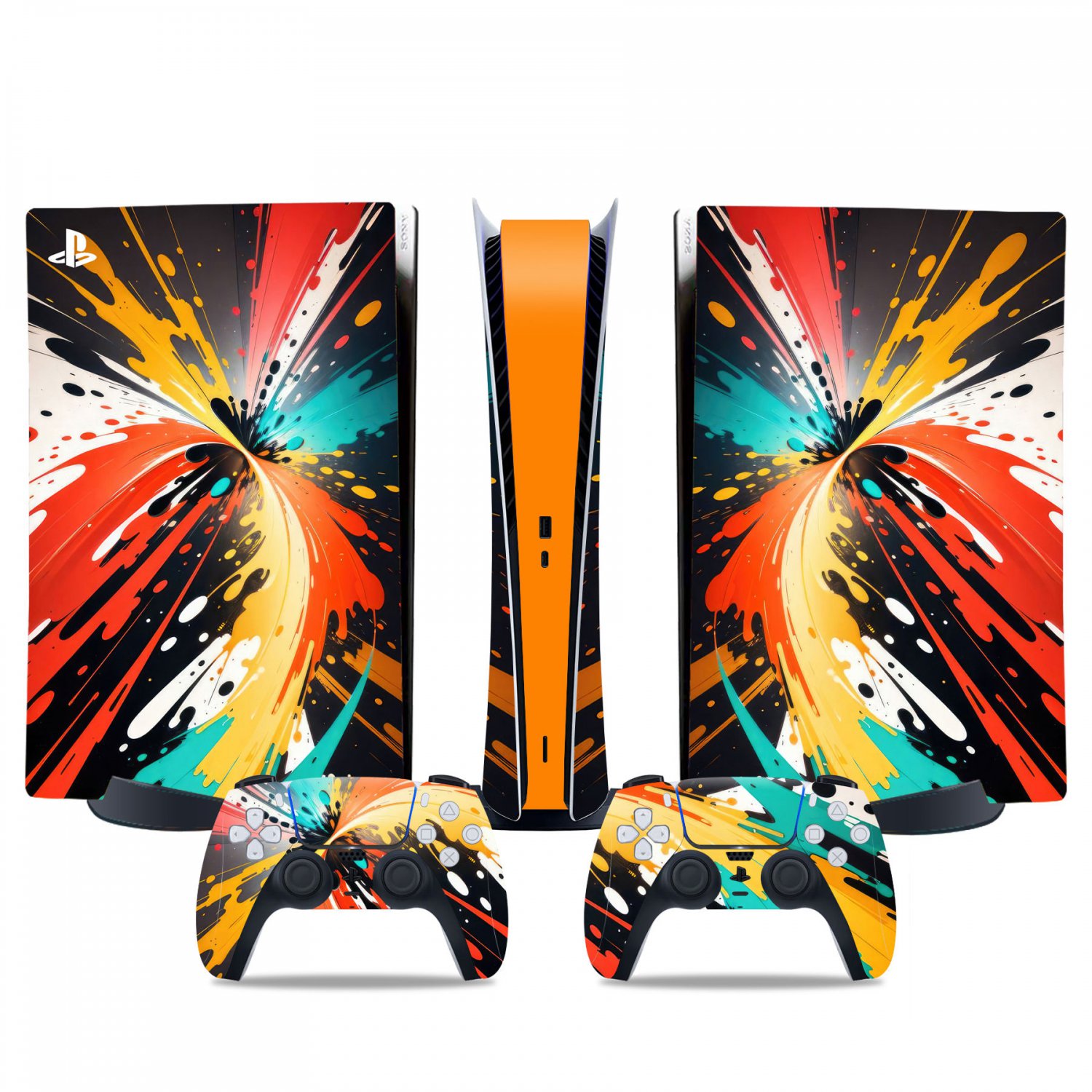 Color Texture decal skin for PS5 digital Console & 2 Controllers