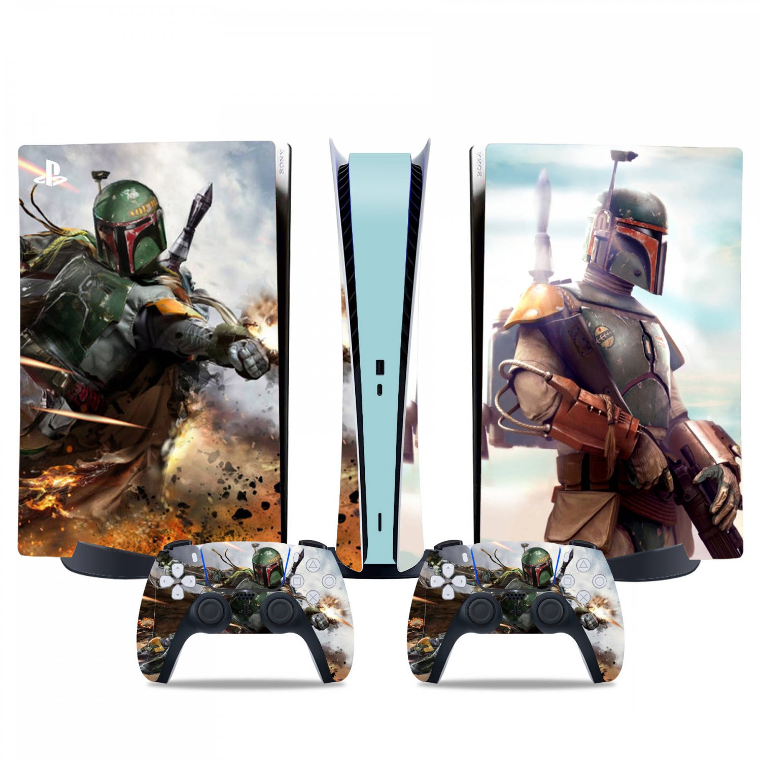 Boba Fett decal skin for PS5 digital Console & 2 Controllers
