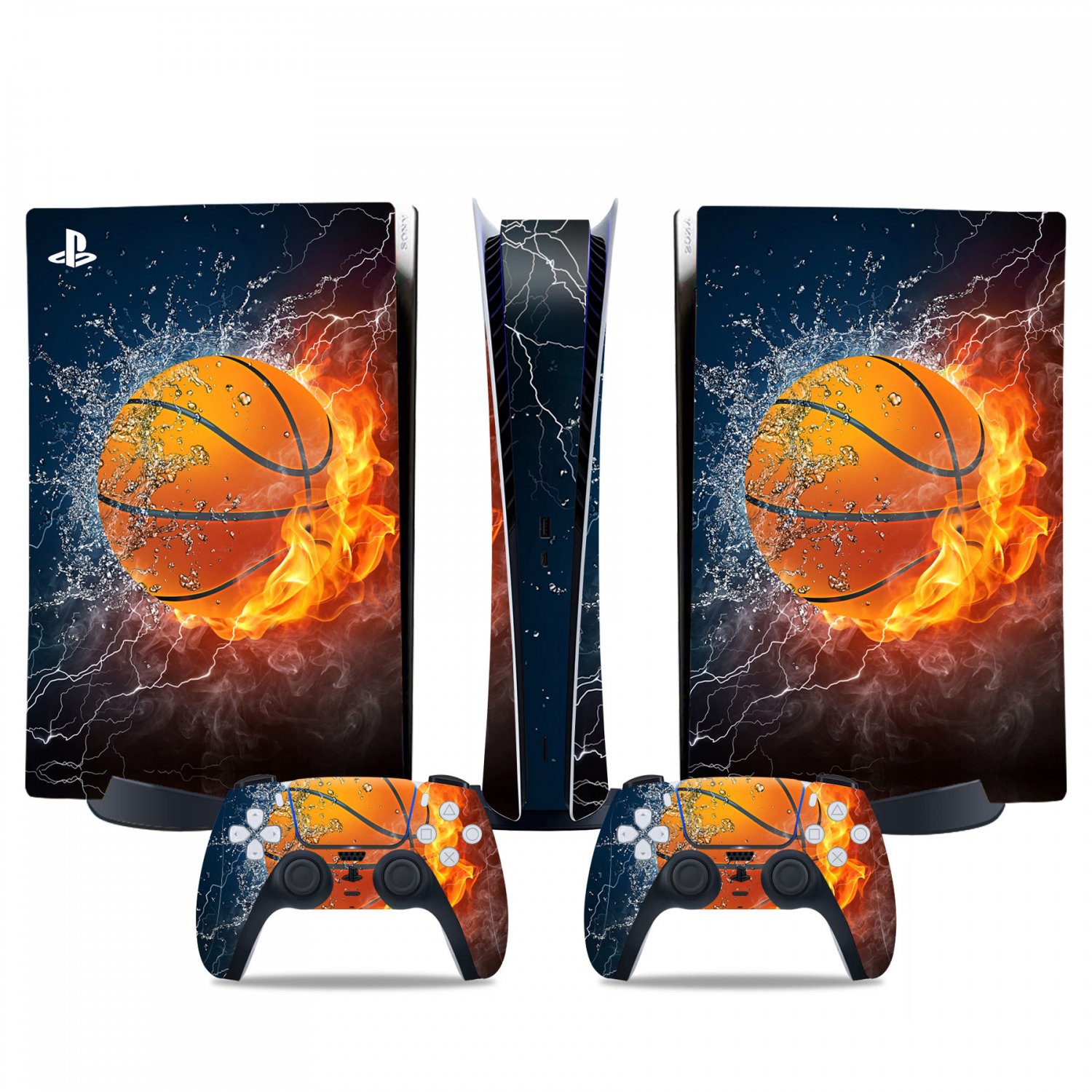 Fire Basketball decal skin for PS5 digital Console & 2 Controllers