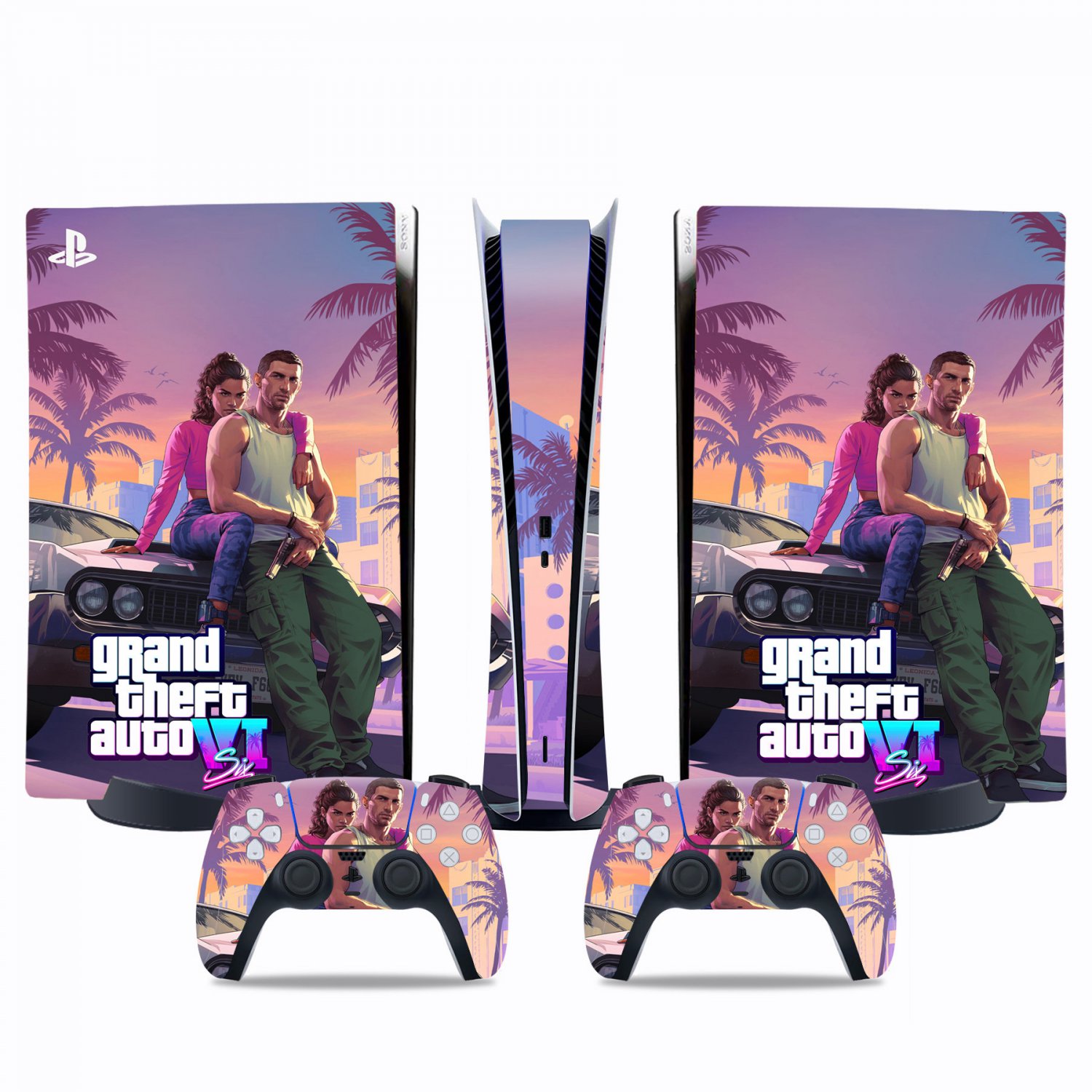 Grand Theft Auto 6 decal skin for PS5 digital Console & 2 Controllers