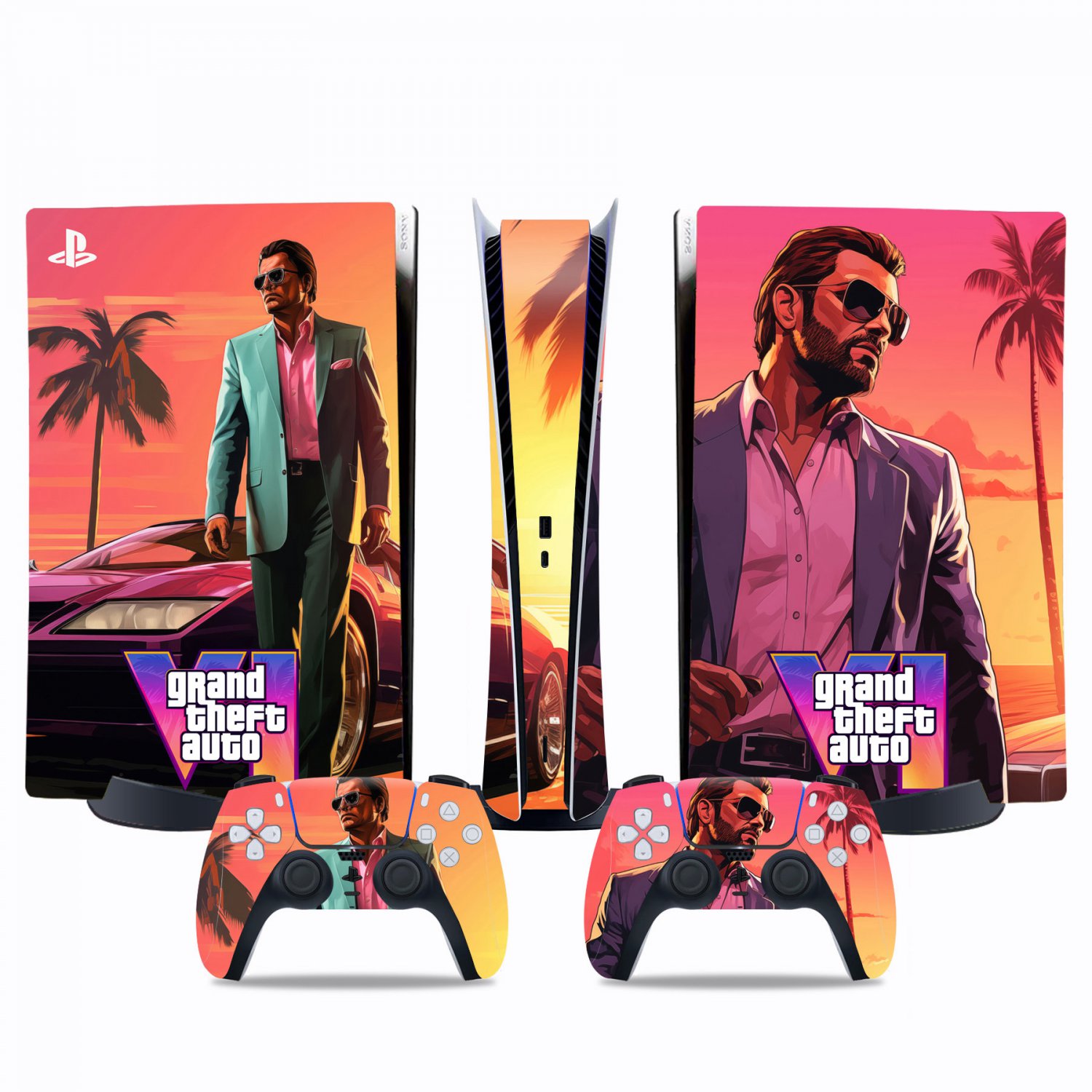 Grand Theft Auto 6 decal skin for PS5 digital Console & 2 Controllers
