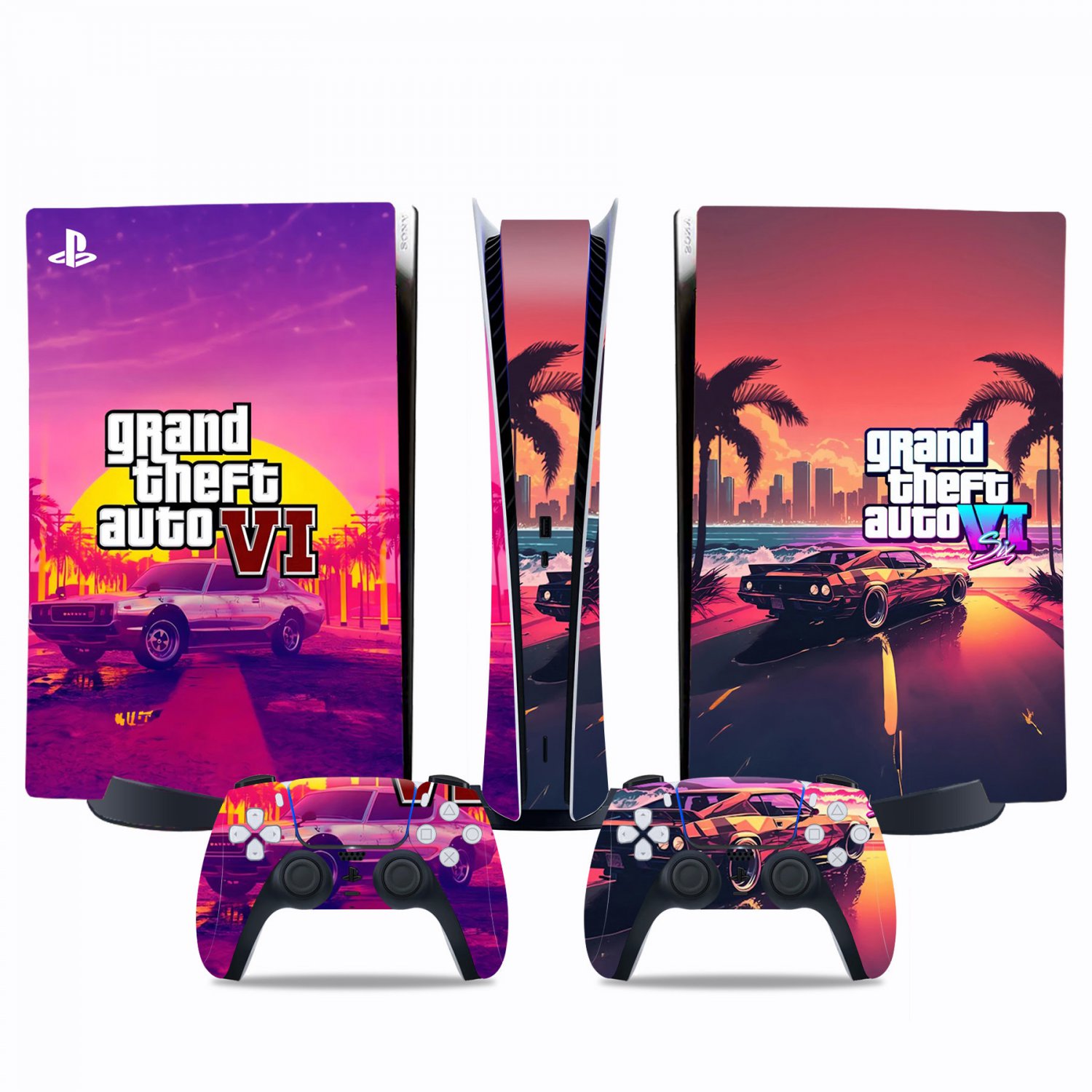 Grand Theft Auto 6 decal skin for PS5 digital Console & 2 Controllers