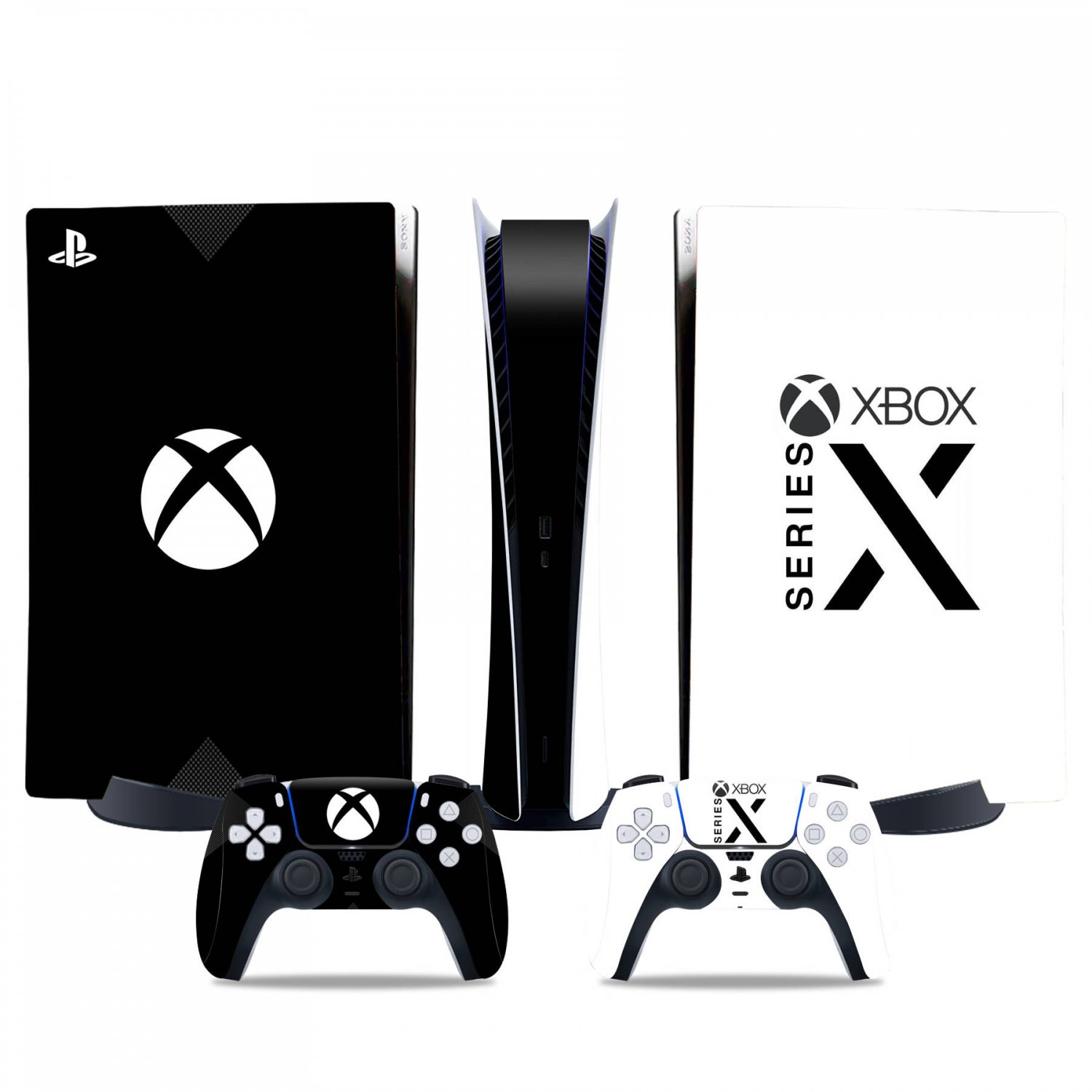 Xbox Classic decal skin for PS5 digital Console & 2 Controllers