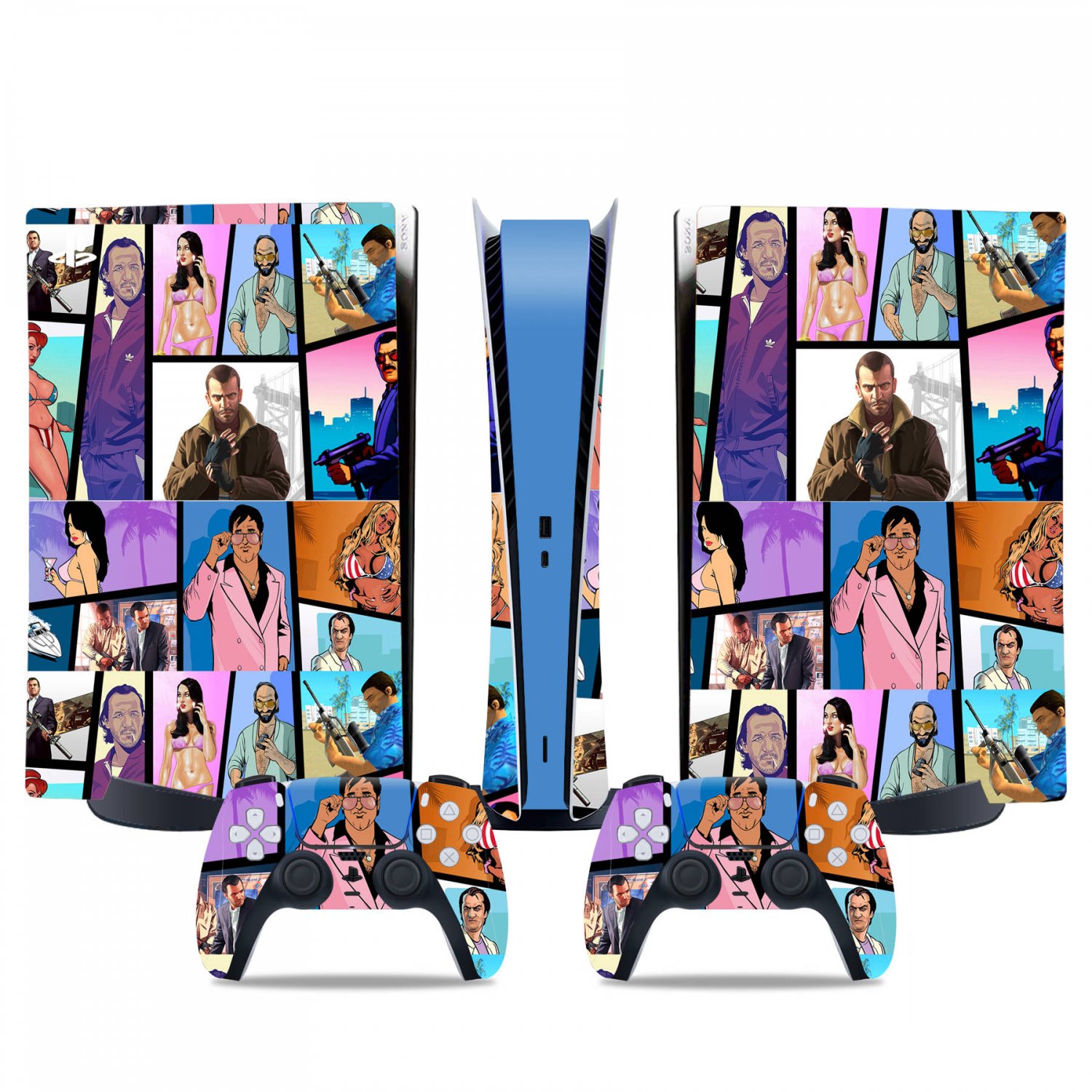 Grand Theft Auto 6 decal skin for PS5 digital Console & 2 Controllers