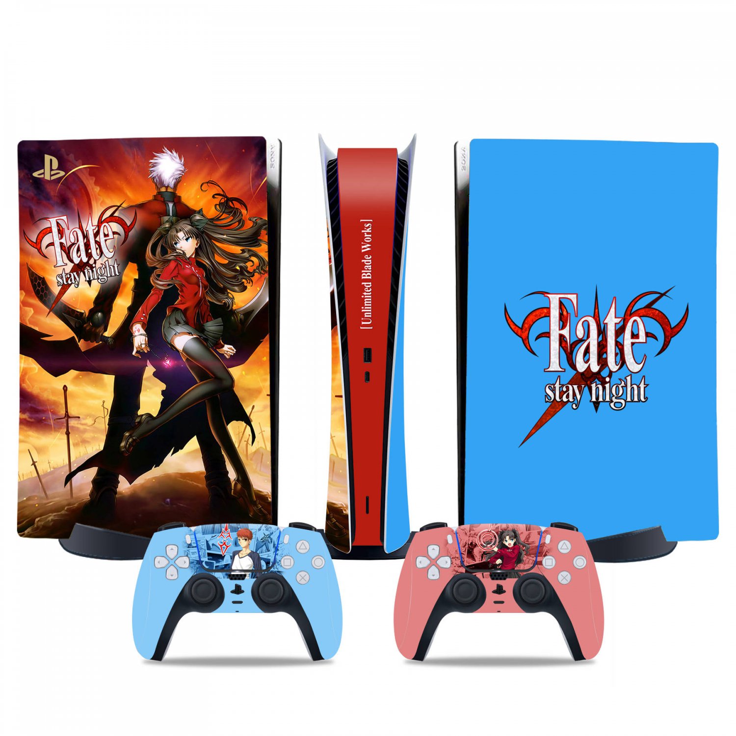 Fate Stay Night decal skin for PS5 digital Console & 2 Controllers