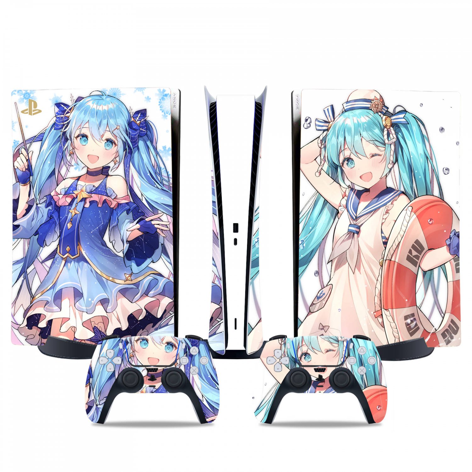 Hatsune Miku decal skin for PS5 digital Console & 2 Controllers