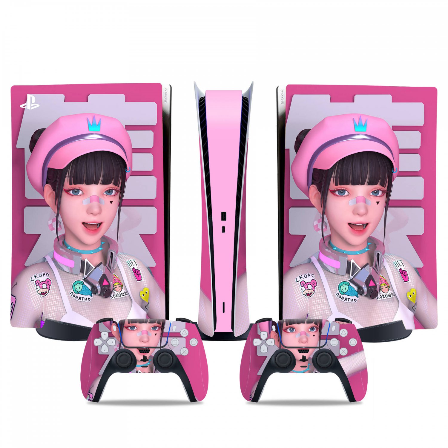 Anime Girl decal skin for PS5 digital Console & 2 Controllers