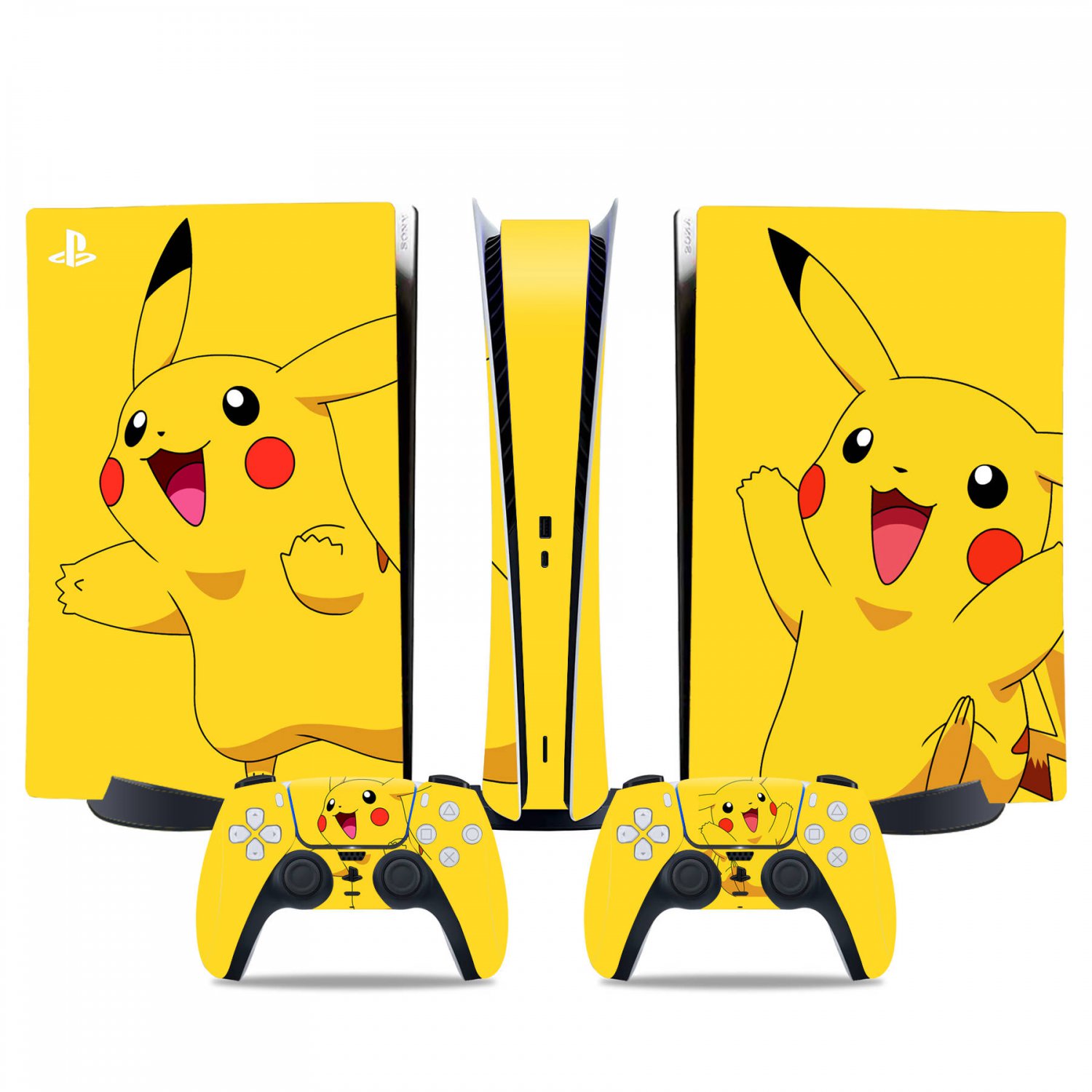 Pikachu decal skin for PS5 digital Console & 2 Controllers