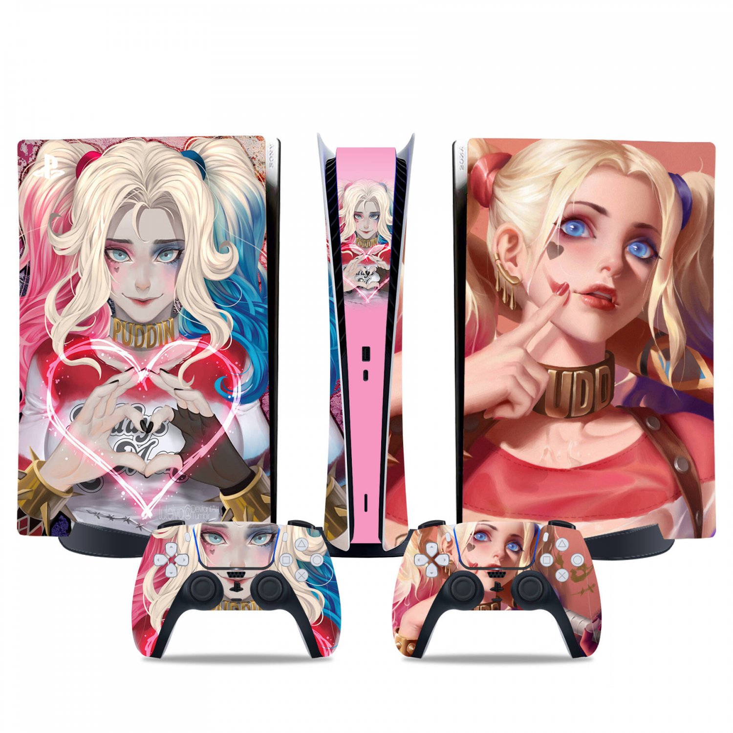 Harley Quinn decal skin for PS5 digital Console & 2 Controllers