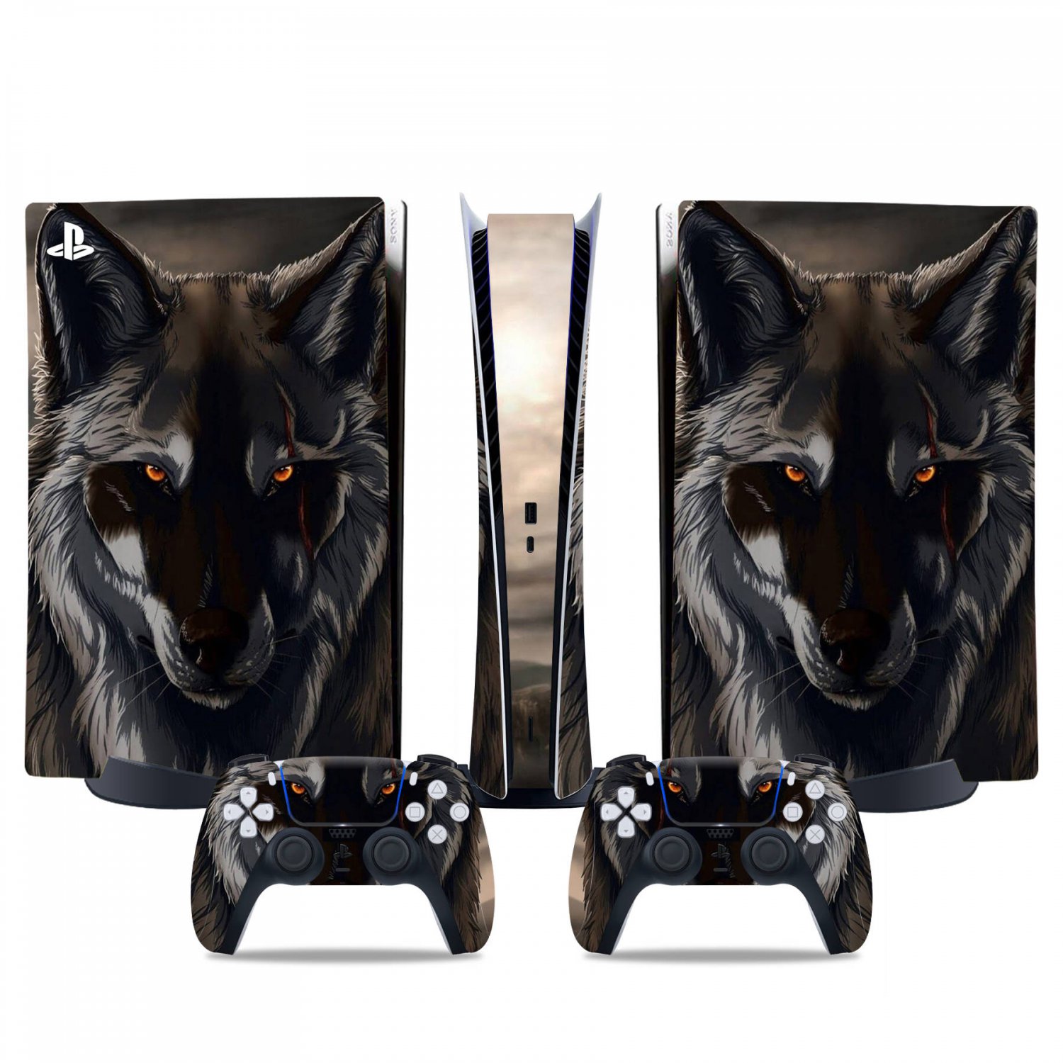 Wolf decal skin for PS5 digital Console & 2 Controllers