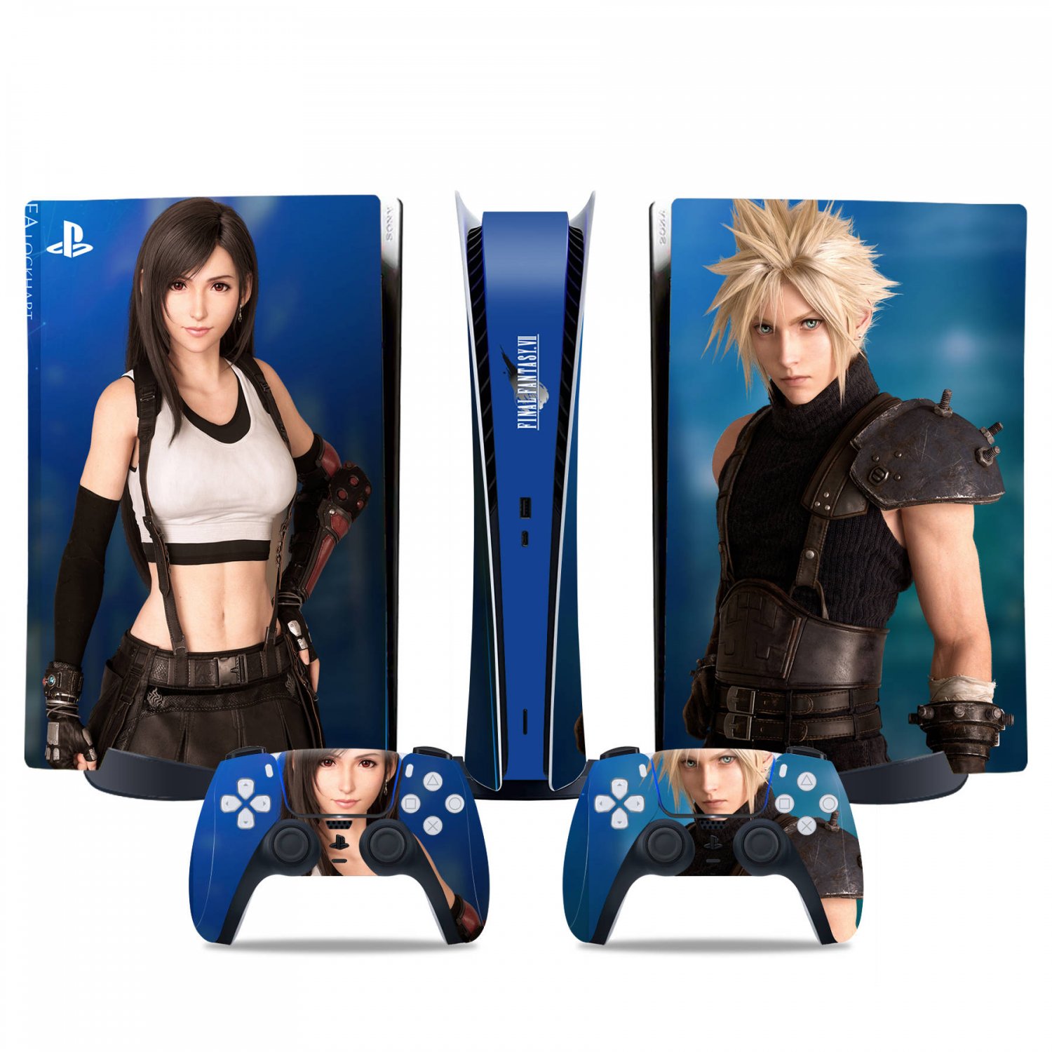Final Fantasy 7 decal skin for PS5 digital Console & 2 Controllers
