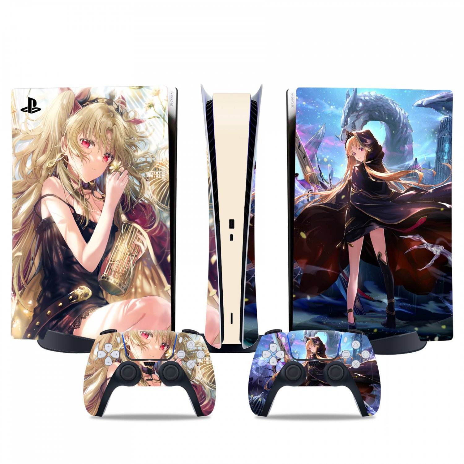Anime Girl decal skin for PS5 digital Console & 2 Controllers