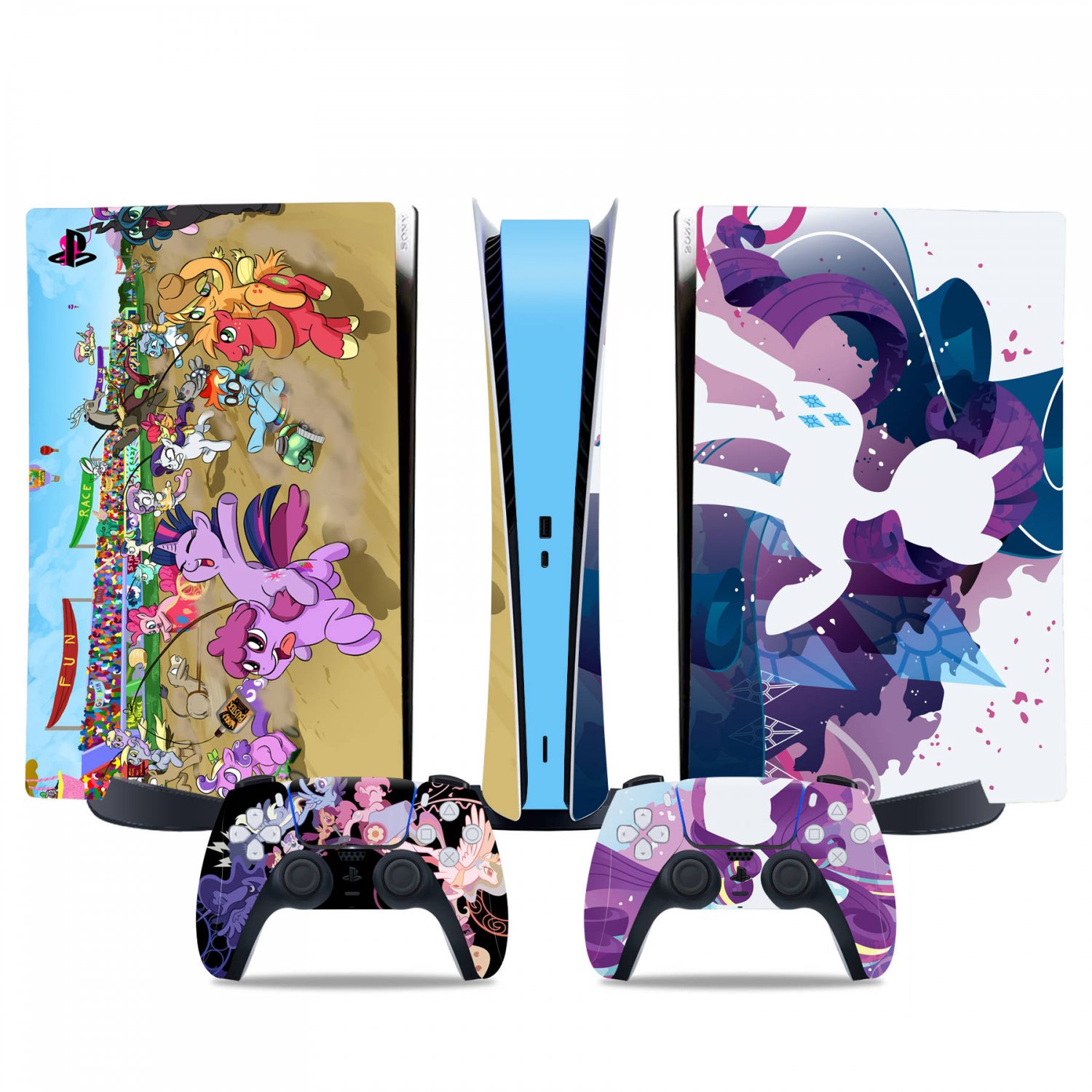 Fun Race decal skin for PS5 digital Console & 2 Controllers