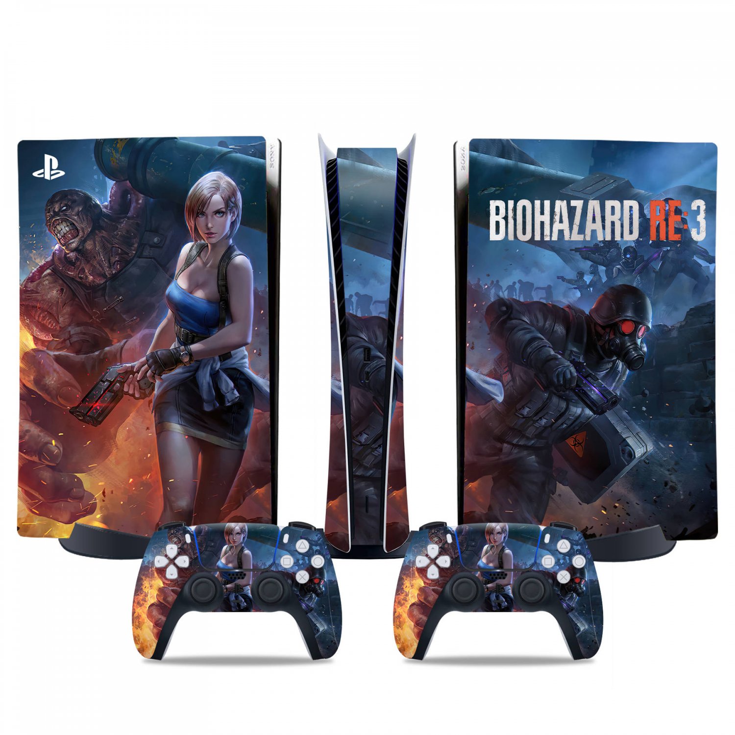 Biohazard RE3 decal skin for PS5 digital Console & 2 Controllers