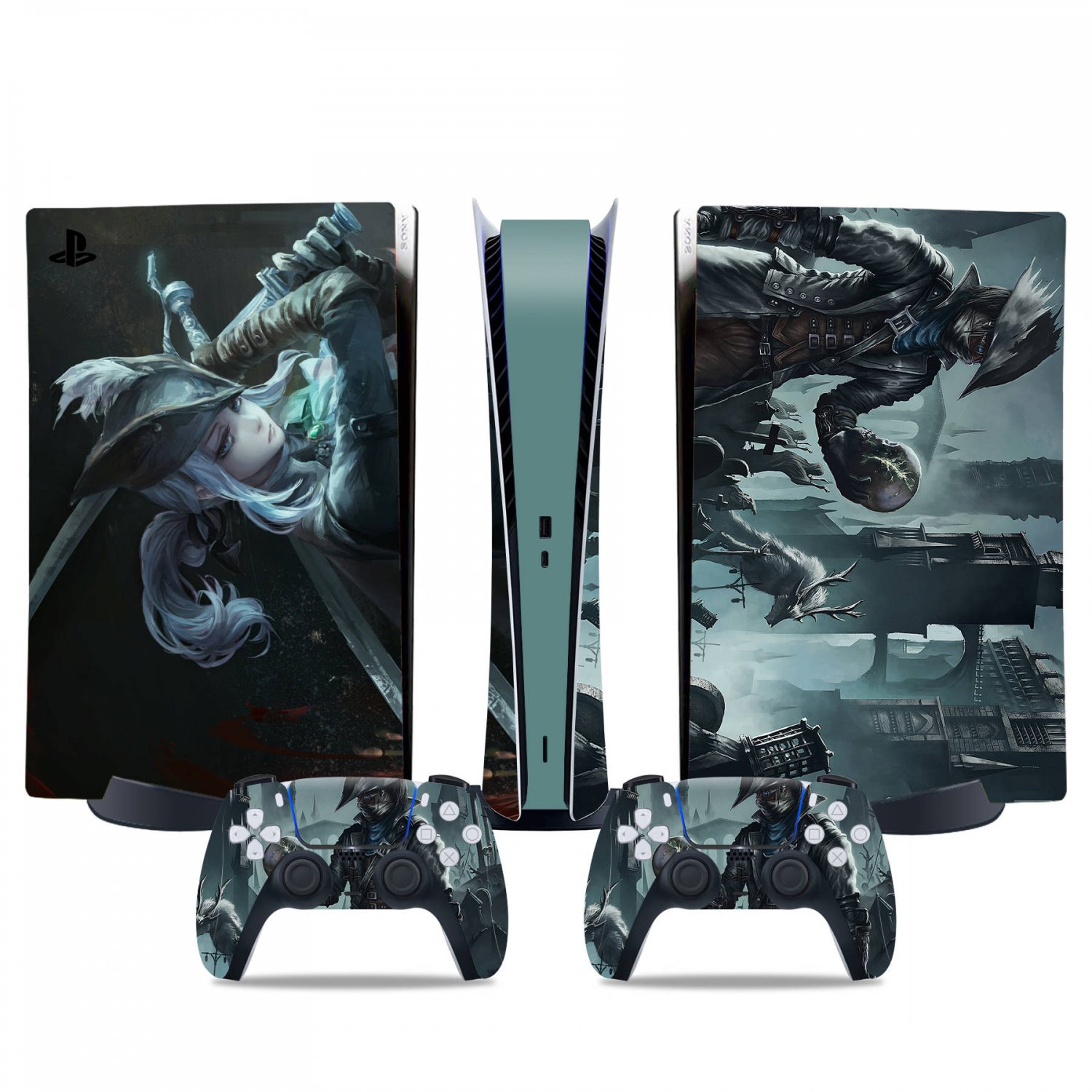 Bloodborne decal skin for PS5 digital Console & 2 Controllers