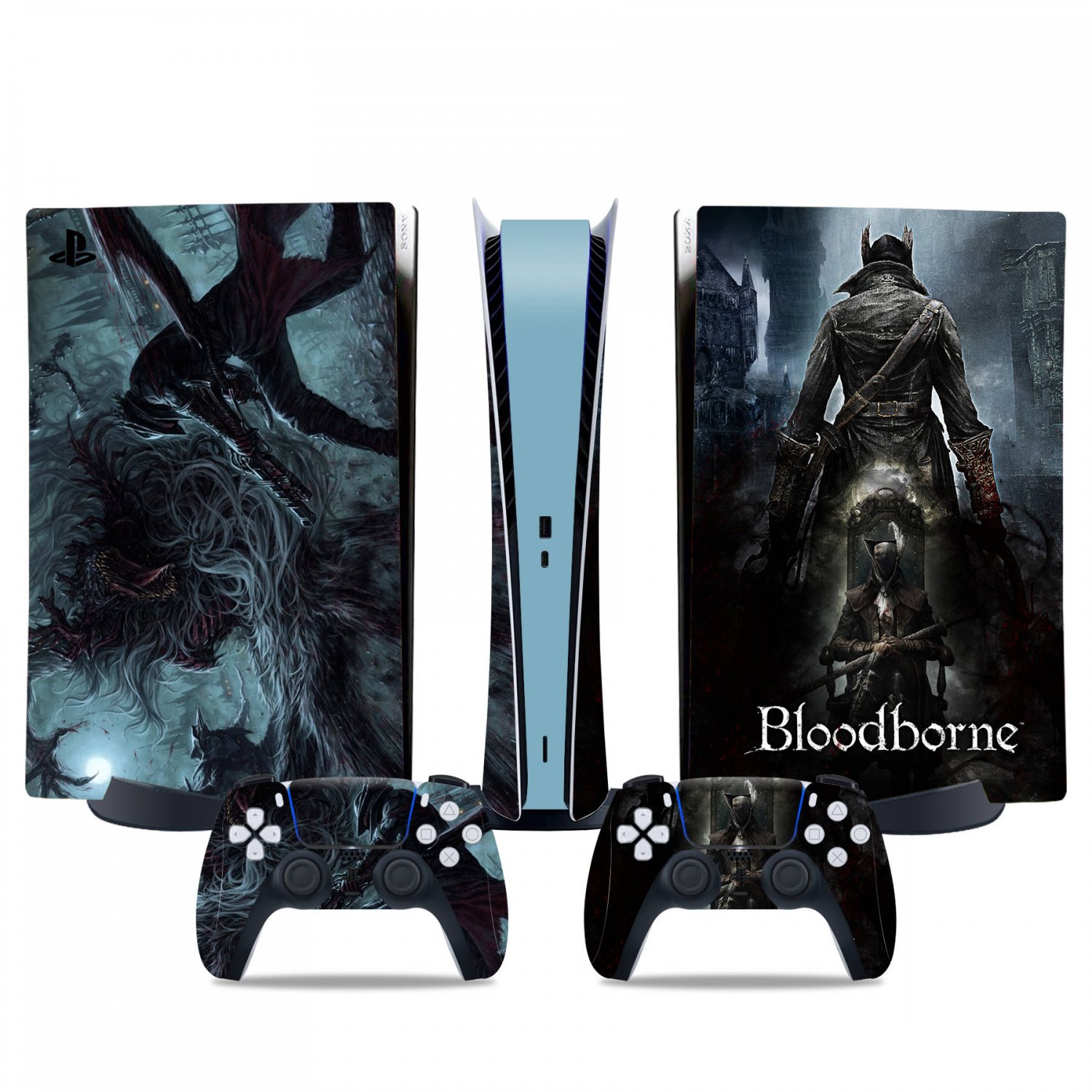 Bloodborne decal skin for PS5 digital Console & 2 Controllers