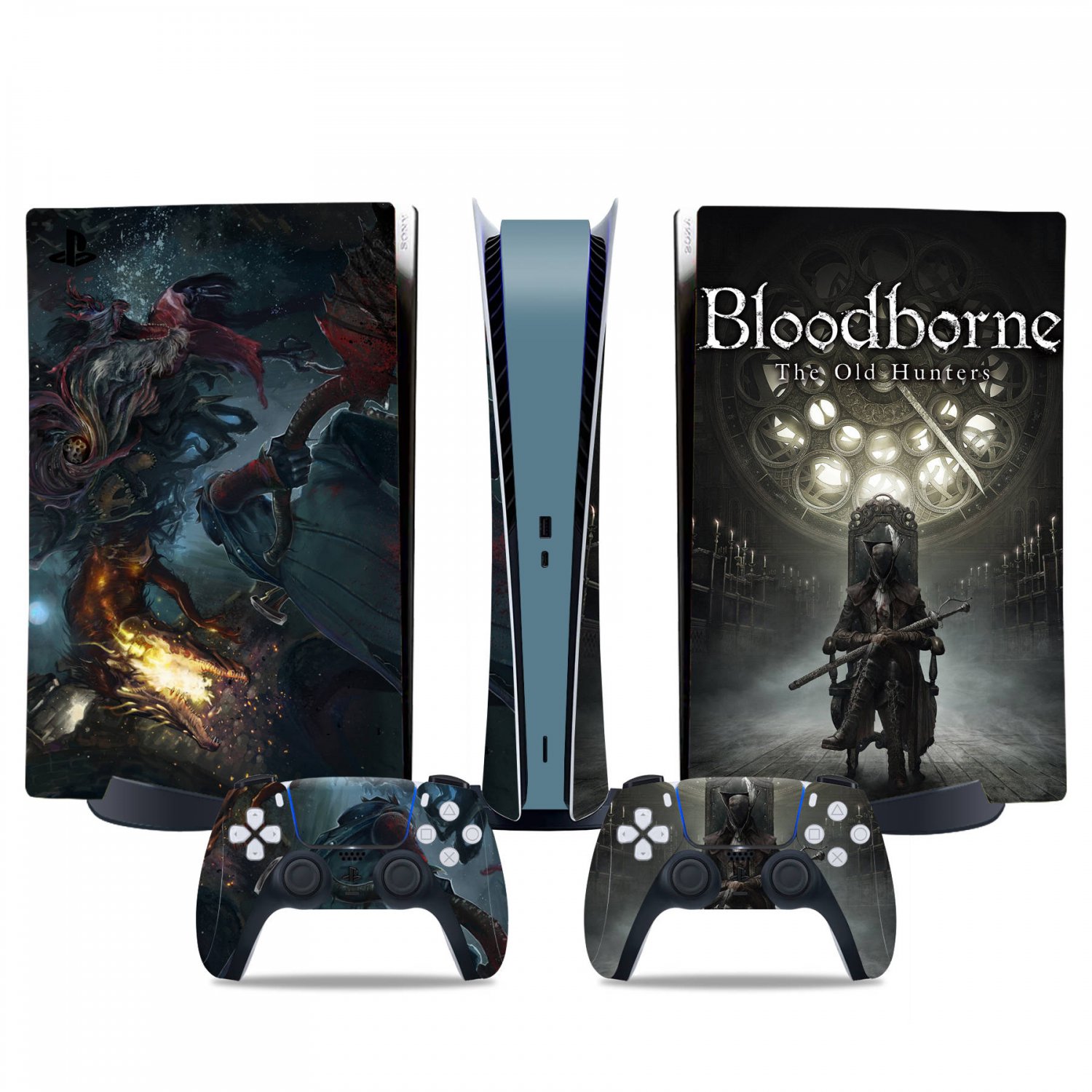 Bloodborne decal skin for PS5 digital Console & 2 Controllers