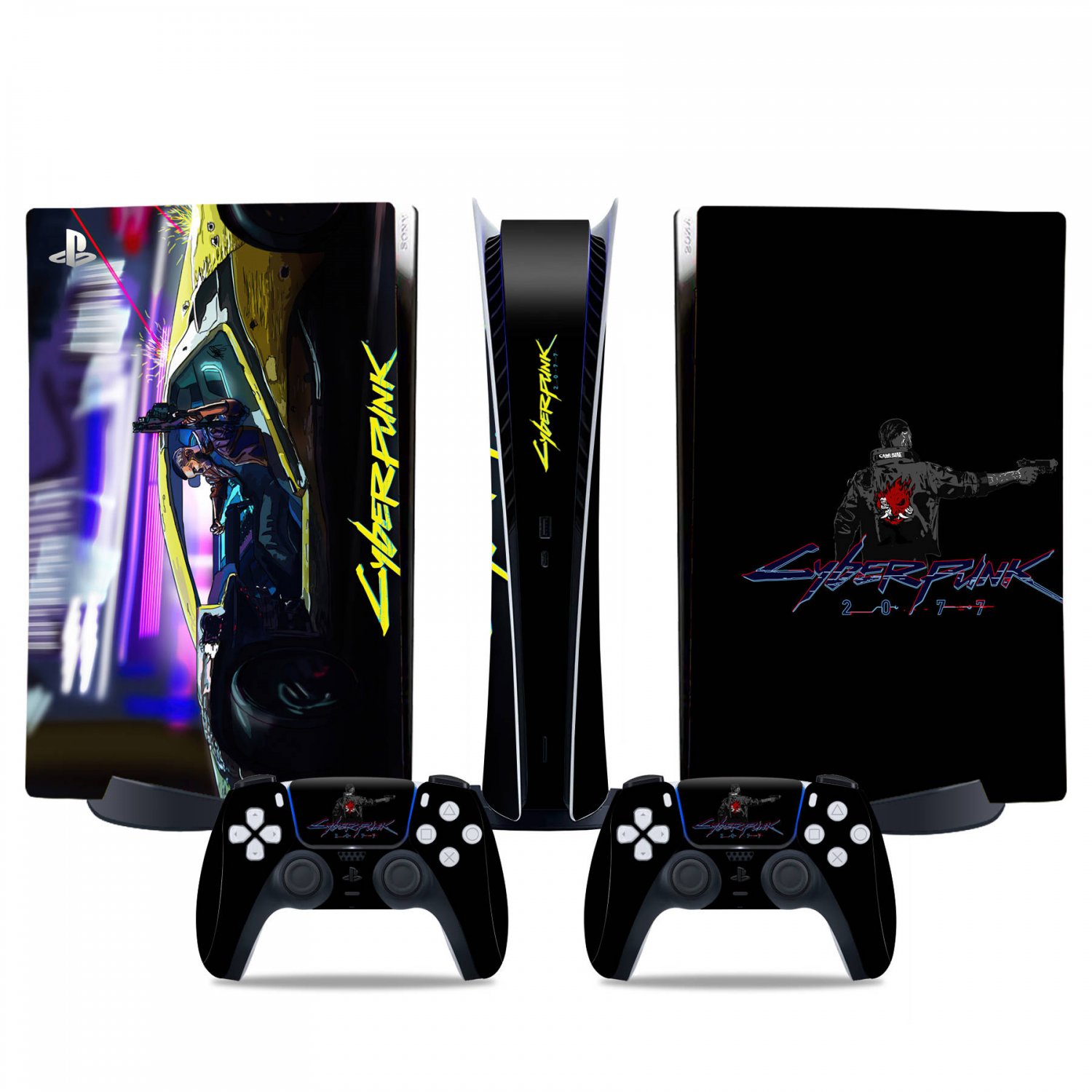 Cyberpunk decal skin for PS5 digital Console & 2 Controllers