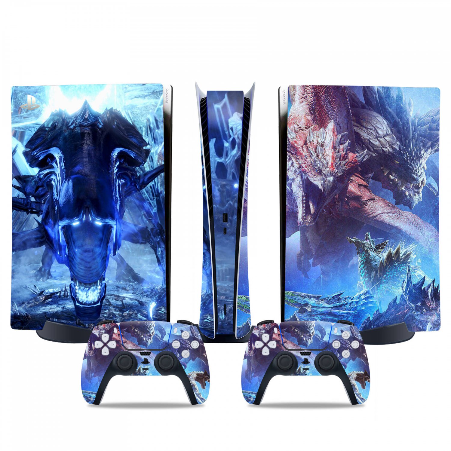 Monster Hunter Iceborne decal skin for PS5 digital Console & 2 Controllers