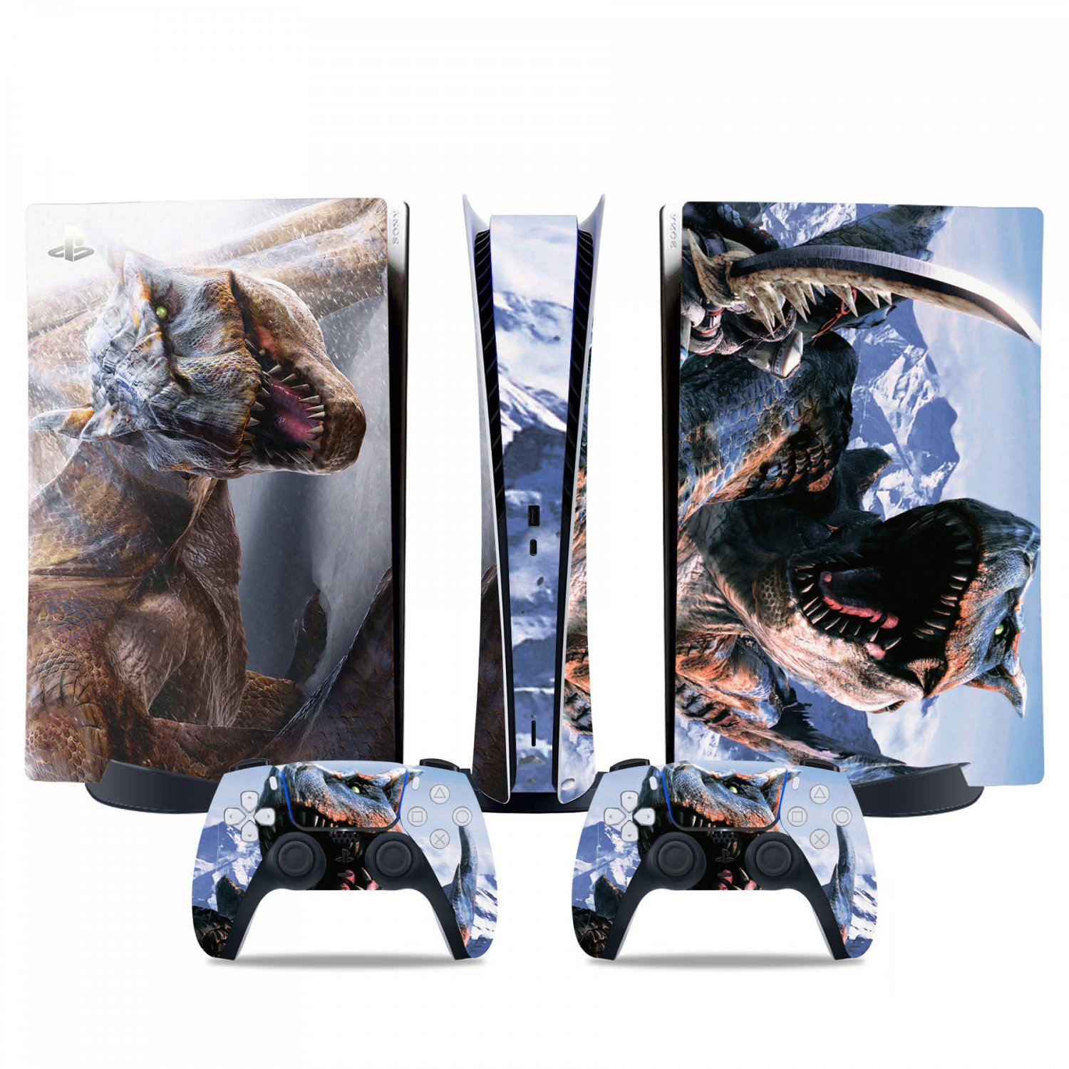 Monster Hunter Iceborne decal skin for PS5 digital Console & 2 Controllers