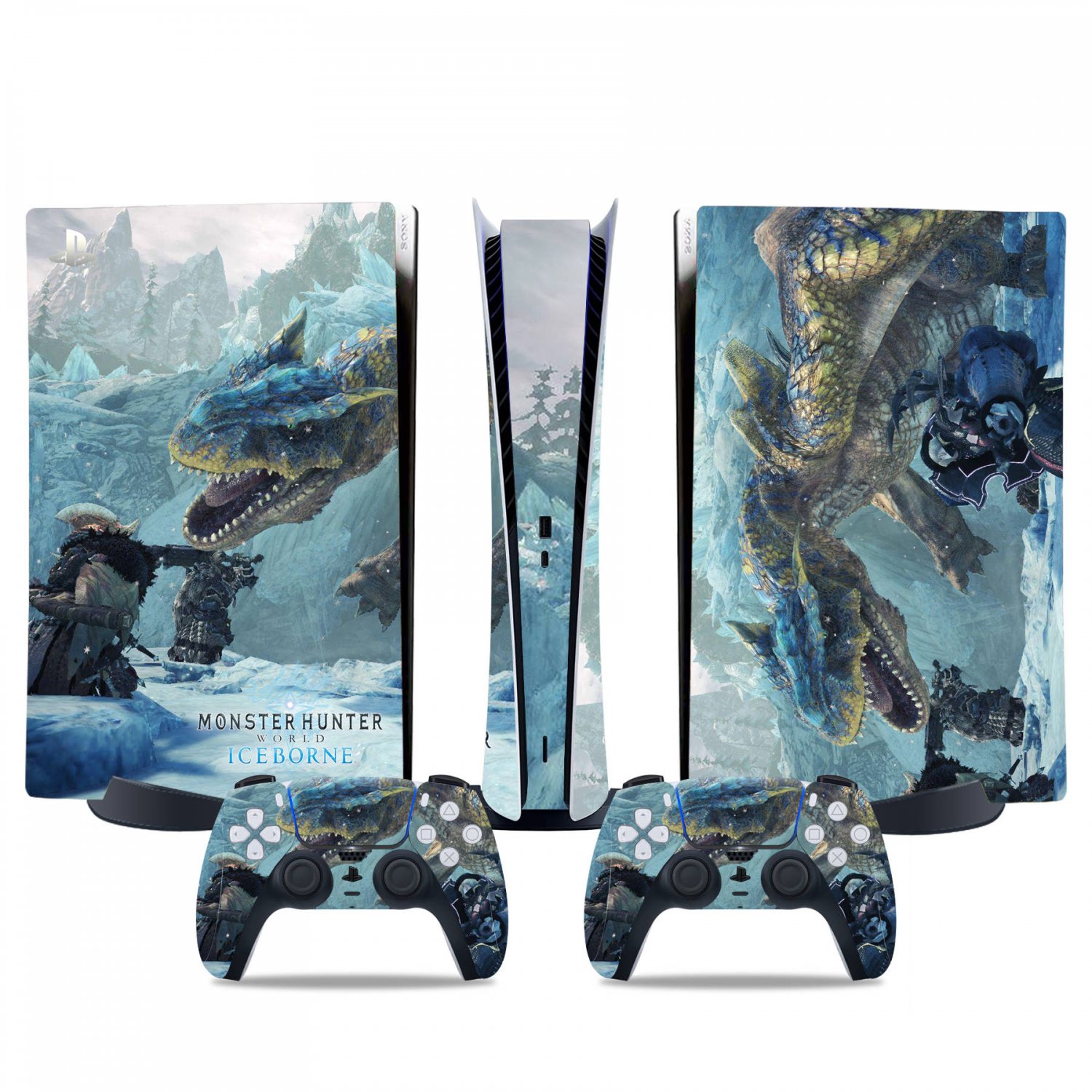 Monster Hunter Iceborne decal skin for PS5 digital Console & 2 Controllers