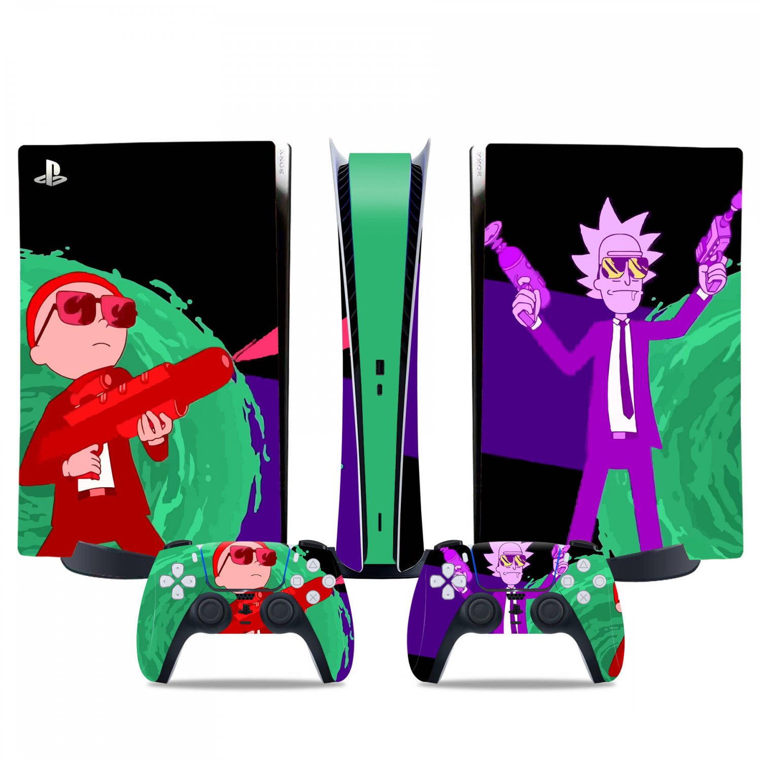 Rick and Morty decal skin for PS5 digital Console & 2 Controllers