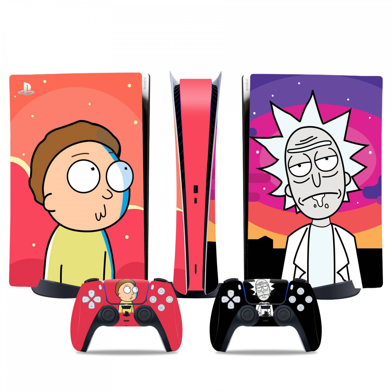 Rick and Morty decal skin for PS5 digital Console & 2 Controllers