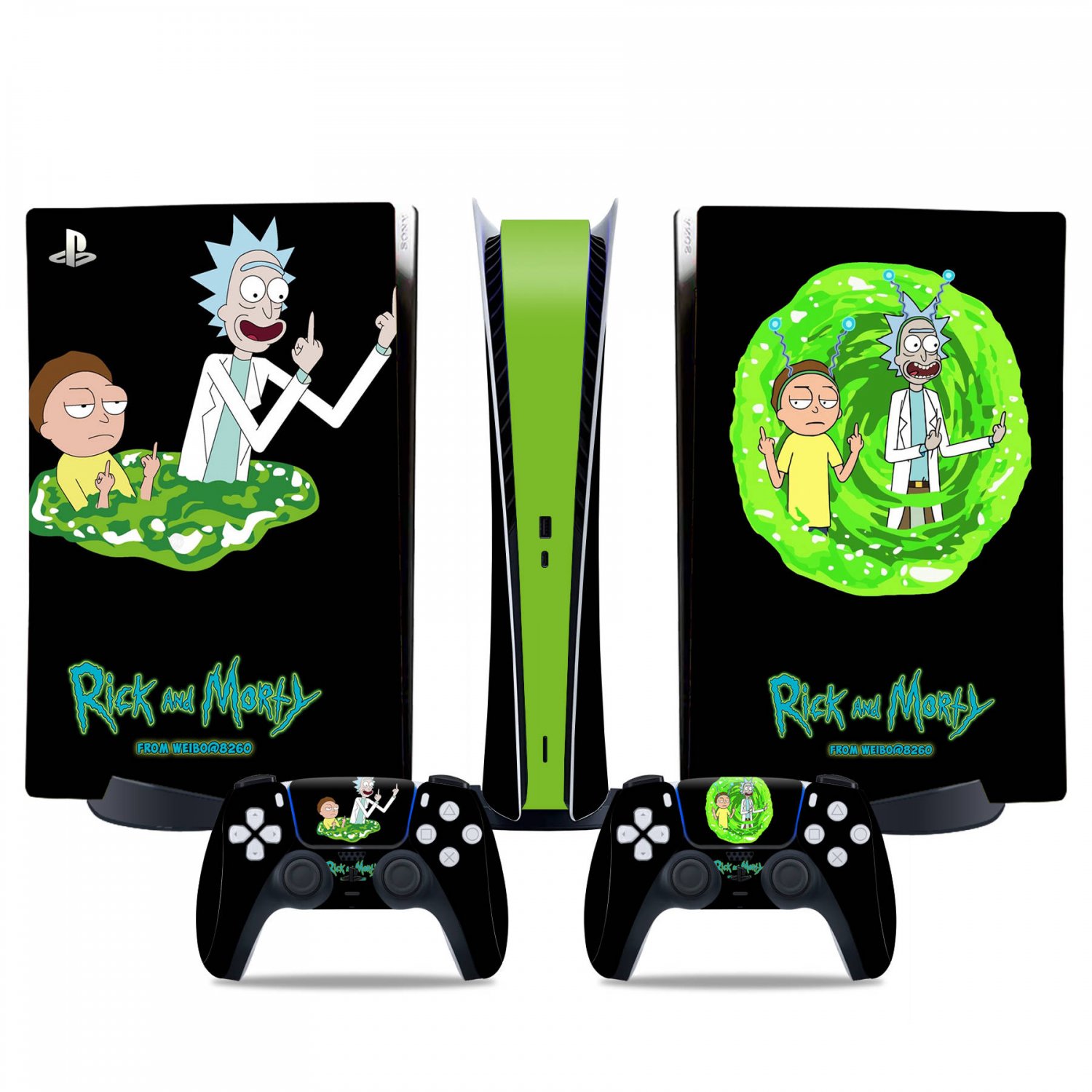 Rick and Morty decal skin for PS5 digital Console & 2 Controllers