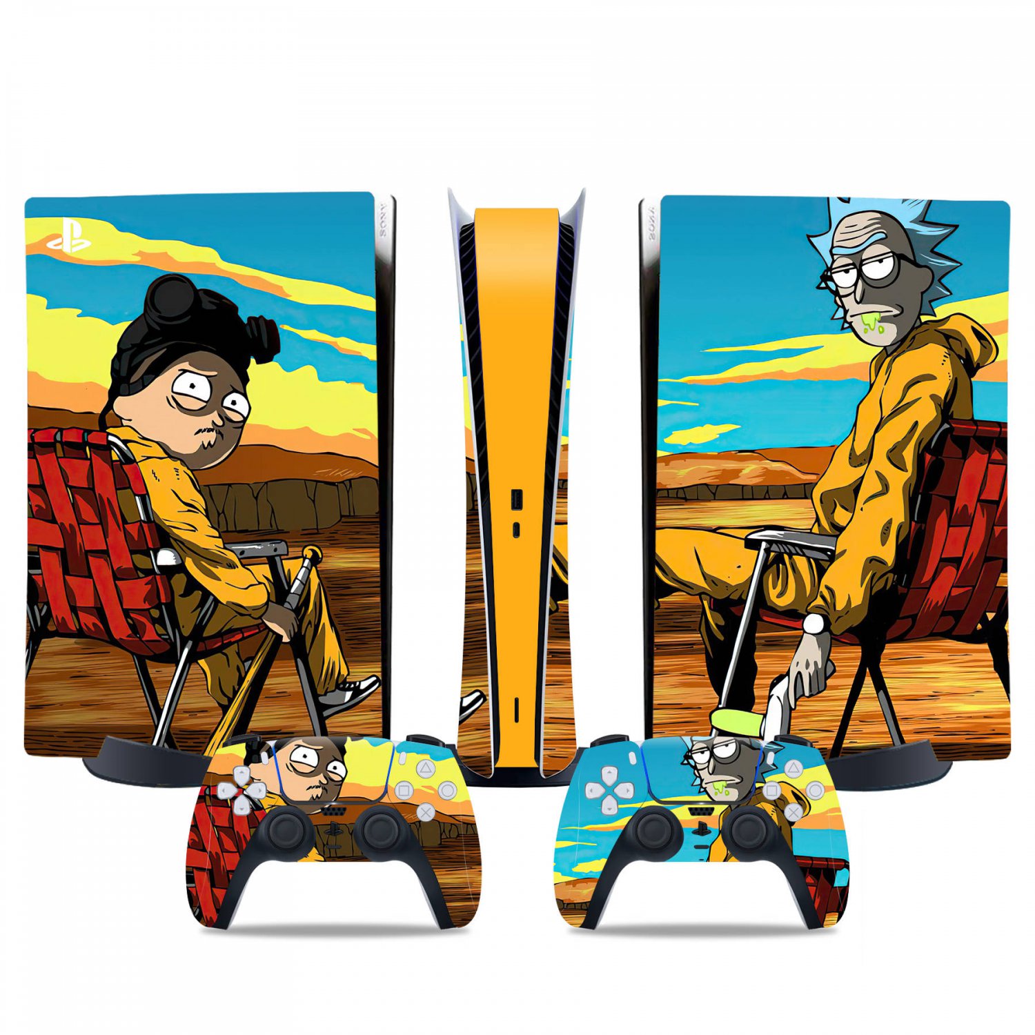 Rick and Morty decal skin for PS5 digital Console & 2 Controllers