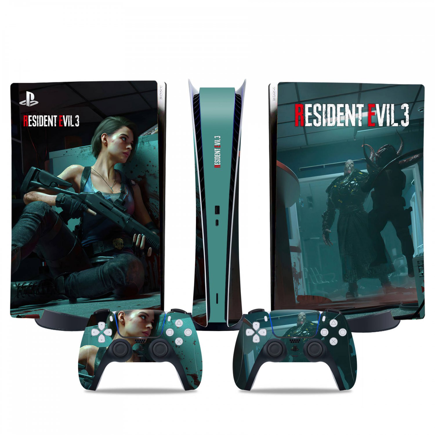 Resident Evil 3 decal skin for PS5 digital Console & 2 Controllers