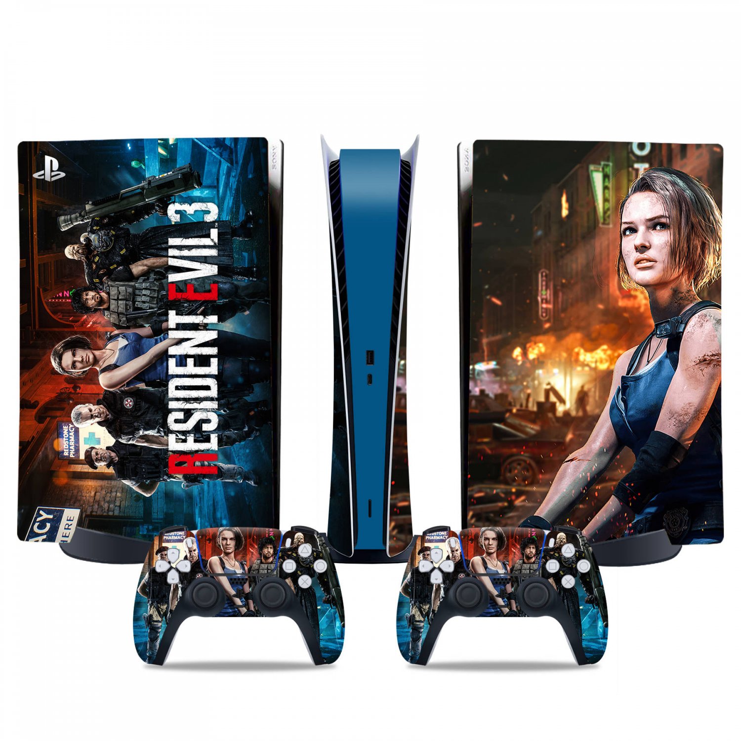 Resident Evil 3 decal skin for PS5 digital Console & 2 Controllers