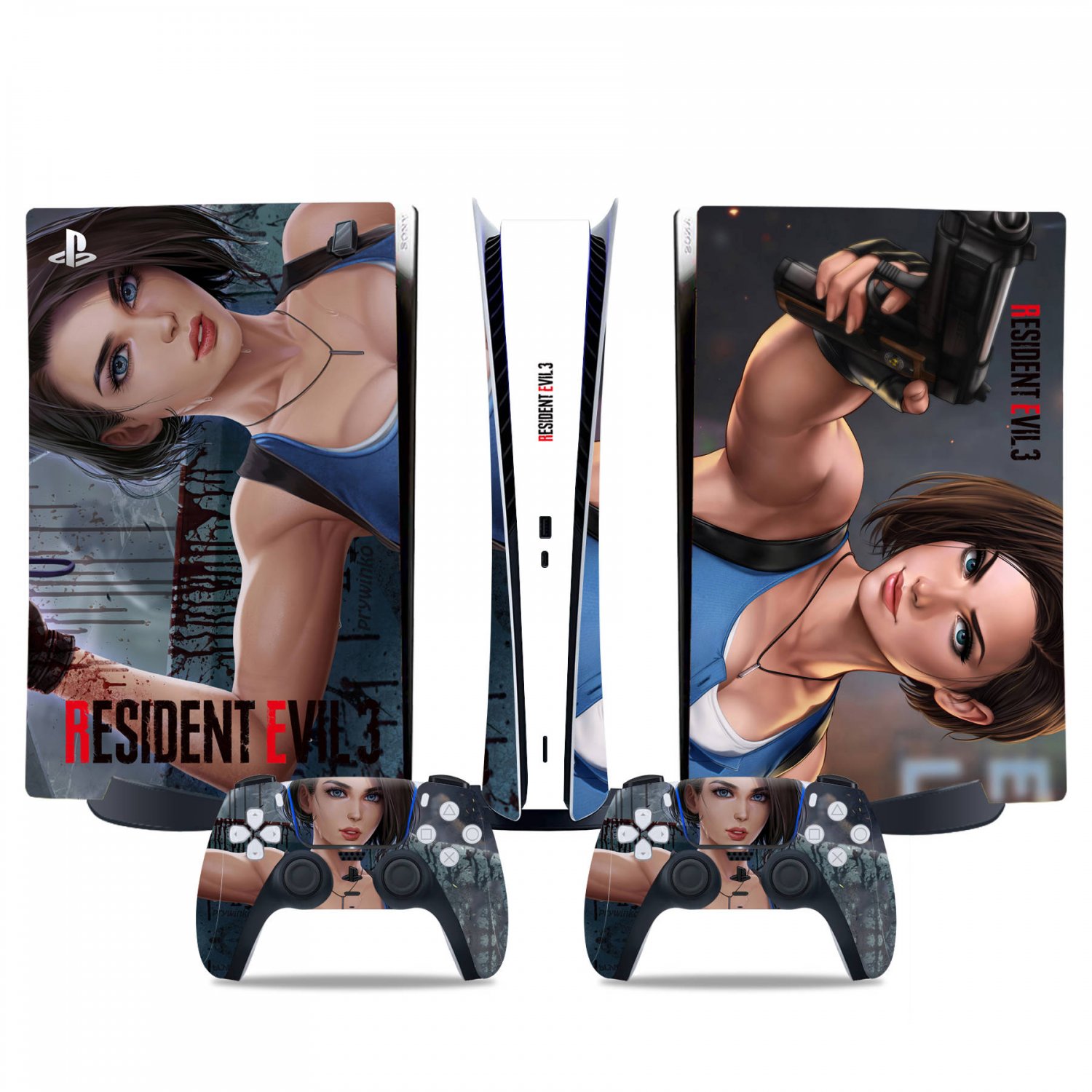 Resident Evil 3 decal skin for PS5 digital Console & 2 Controllers