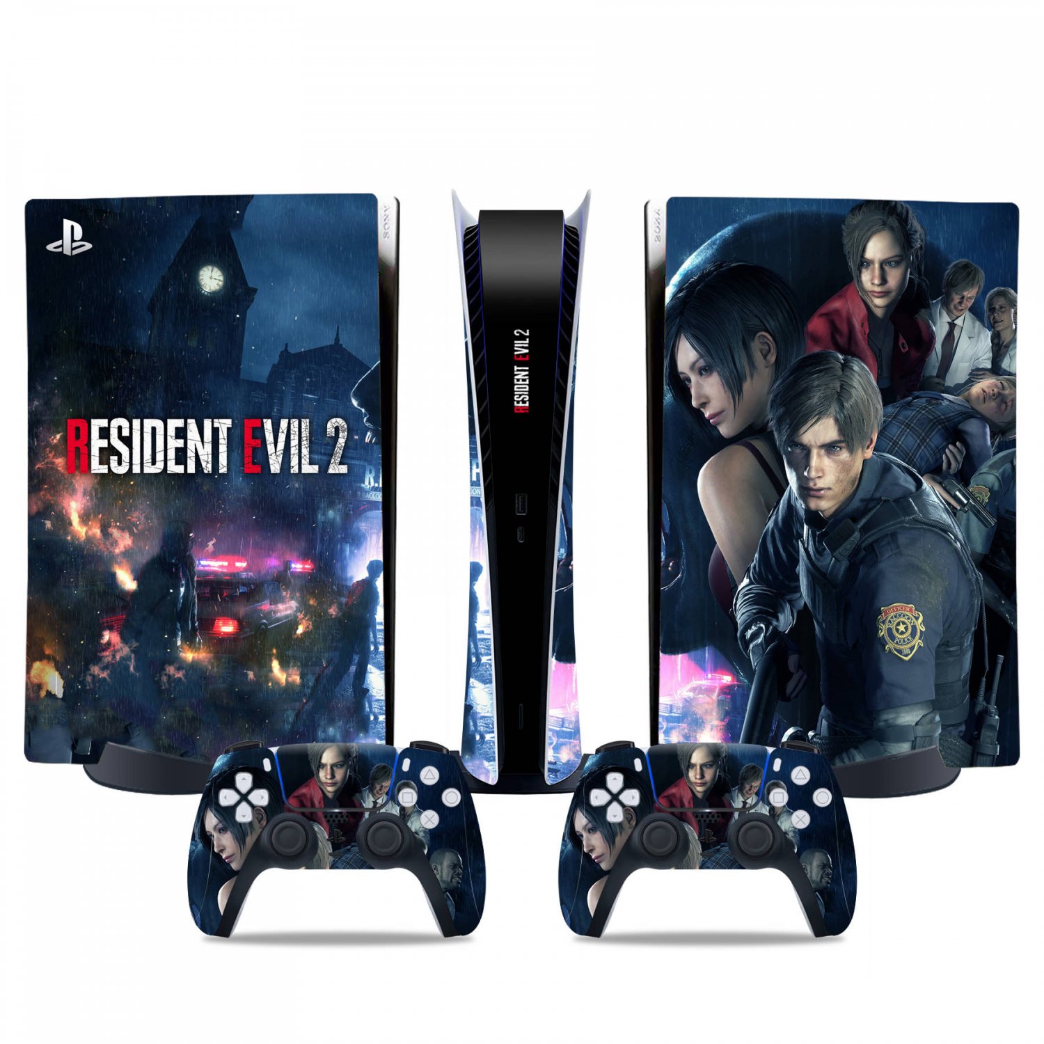 Resident Evil 2 decal skin for PS5 digital Console & 2 Controllers