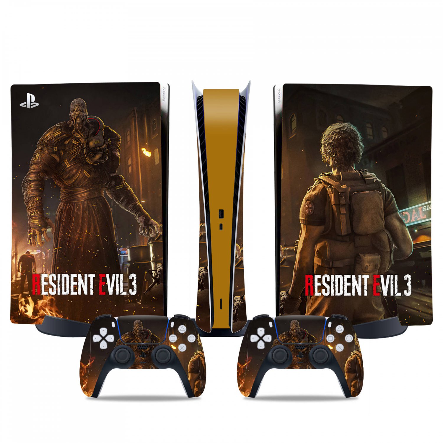 Resident Evil 3 decal skin for PS5 digital Console & 2 Controllers