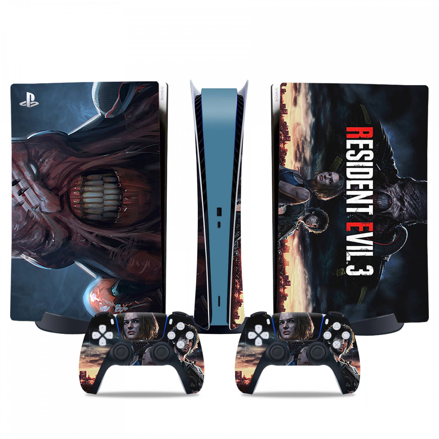 Resident Evil 3 decal skin for PS5 digital Console & 2 Controllers