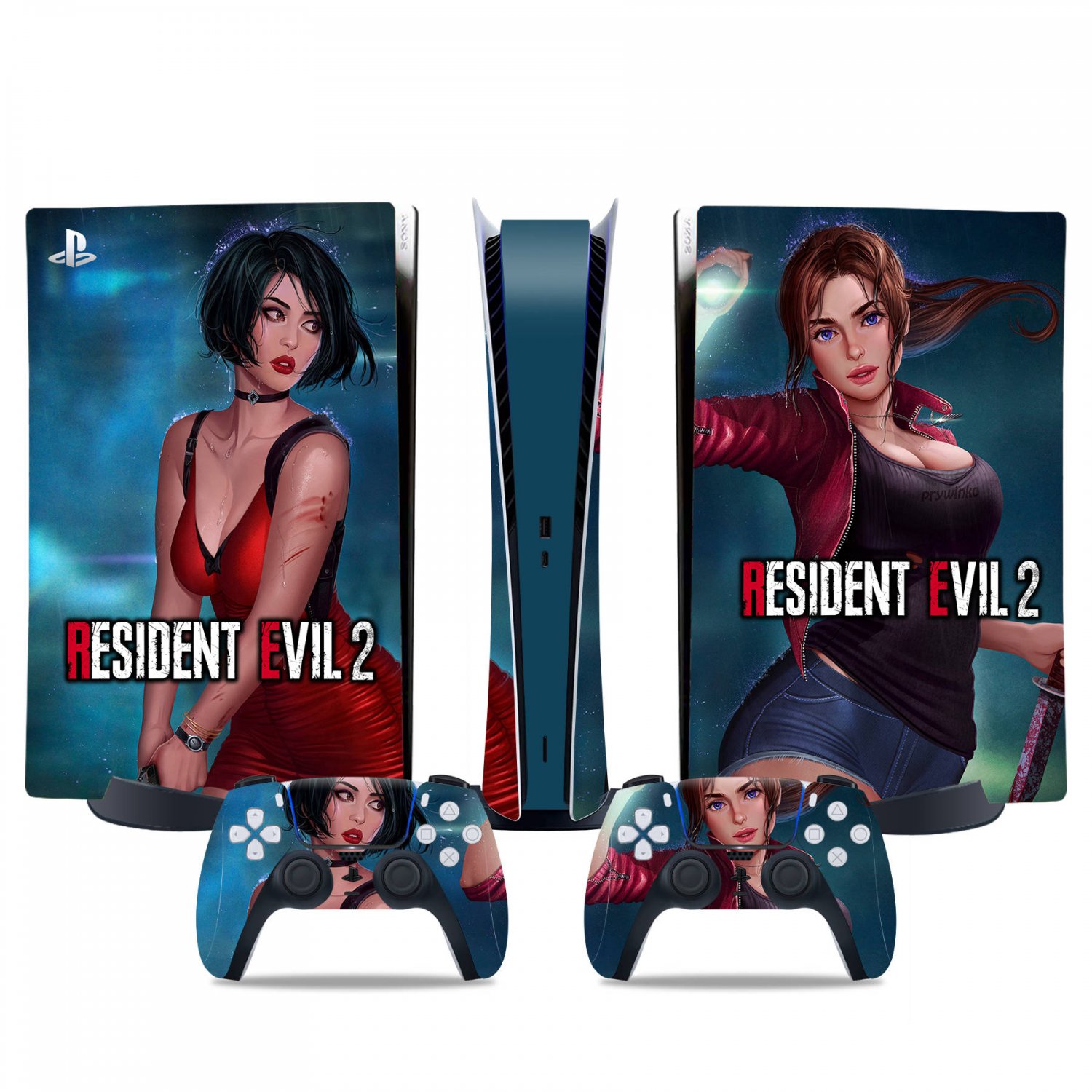 Resident Evil 2 decal skin for PS5 digital Console & 2 Controllers