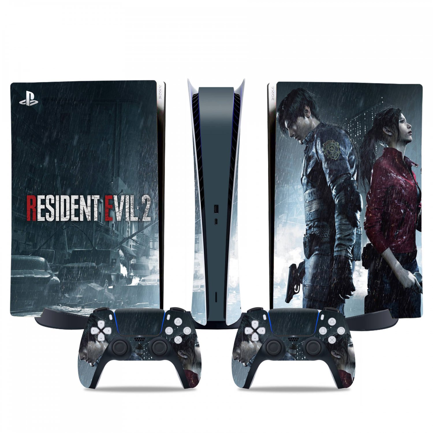 Resident Evil 2 decal skin for PS5 digital Console & 2 Controllers