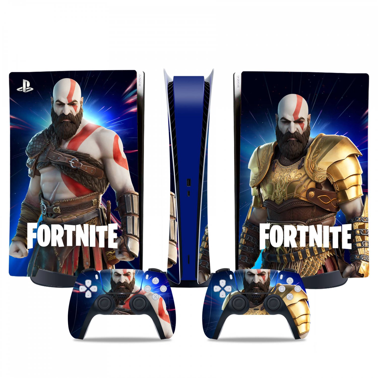 Fortnite Kratos decal skin for PS5 digital Console & 2 Controllers