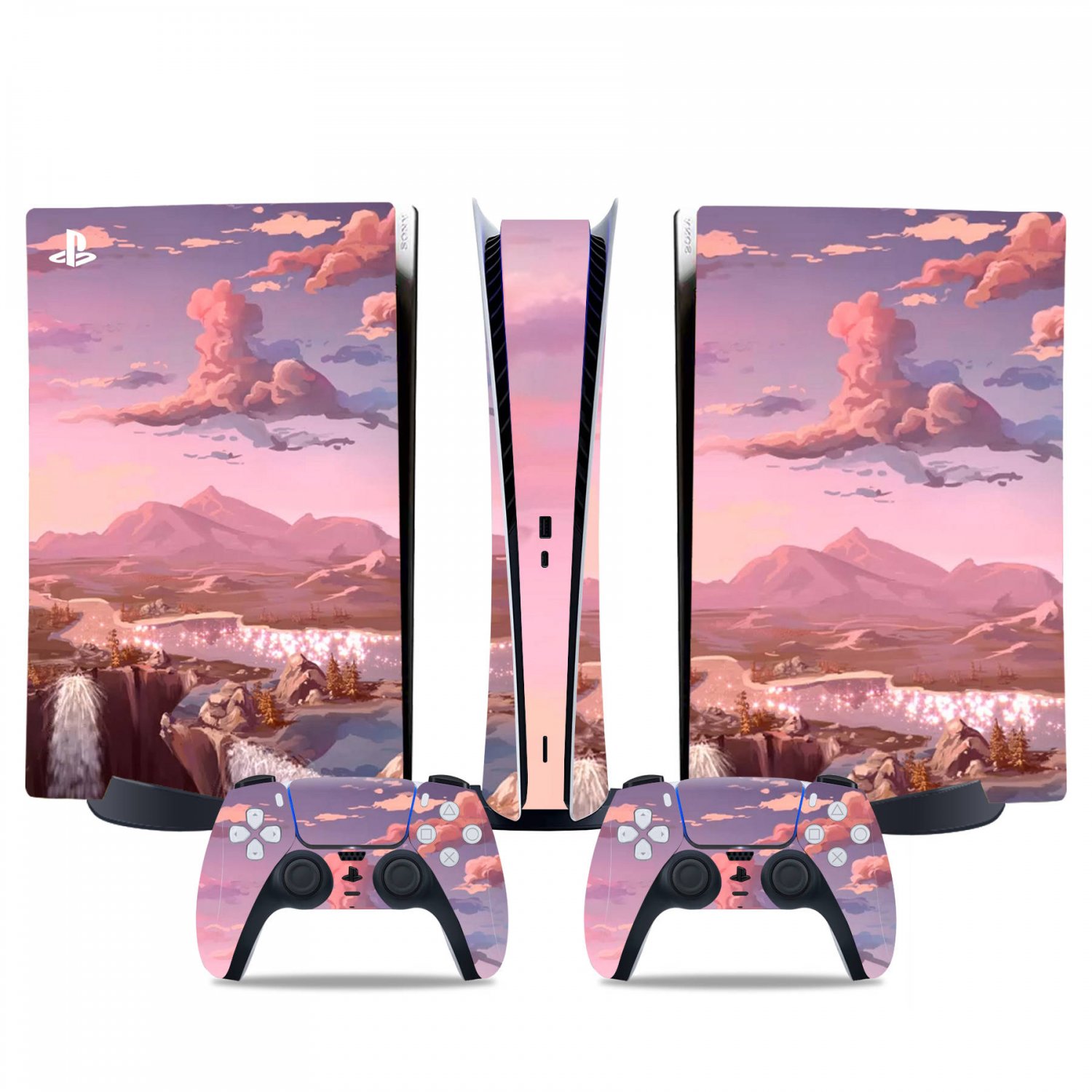 Clouds decal skin for PS5 digital Console & 2 Controllers