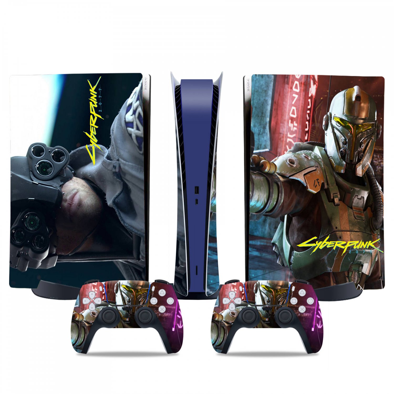 Cyberpunk decal skin for PS5 digital Console & 2 Controllers