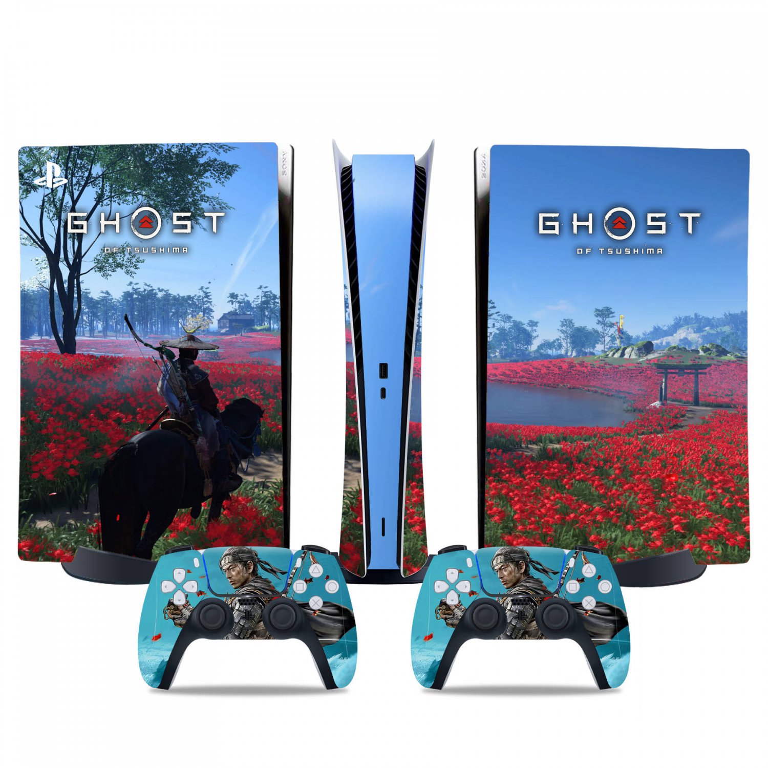 Ghost of Tsushima decal skin for PS5 digital Console & 2 Controllers