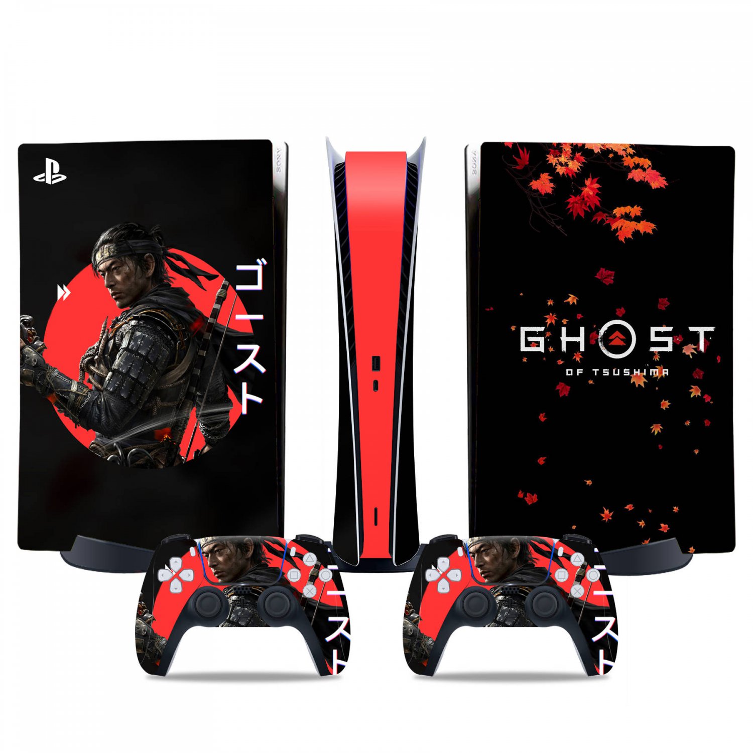 Ghost of Tsushima decal skin for PS5 digital Console & 2 Controllers
