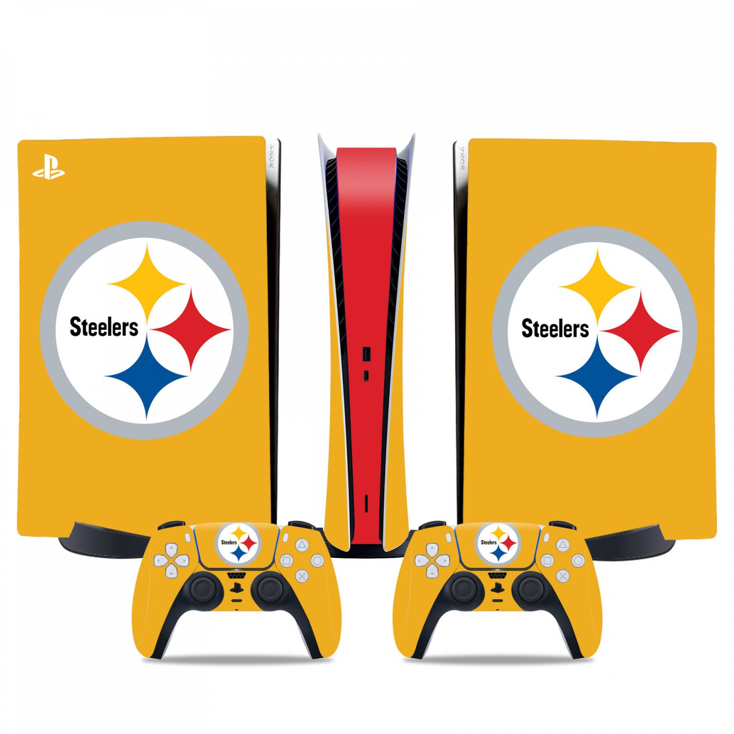Steelers decal skin for PS5 digital Console & 2 Controllers