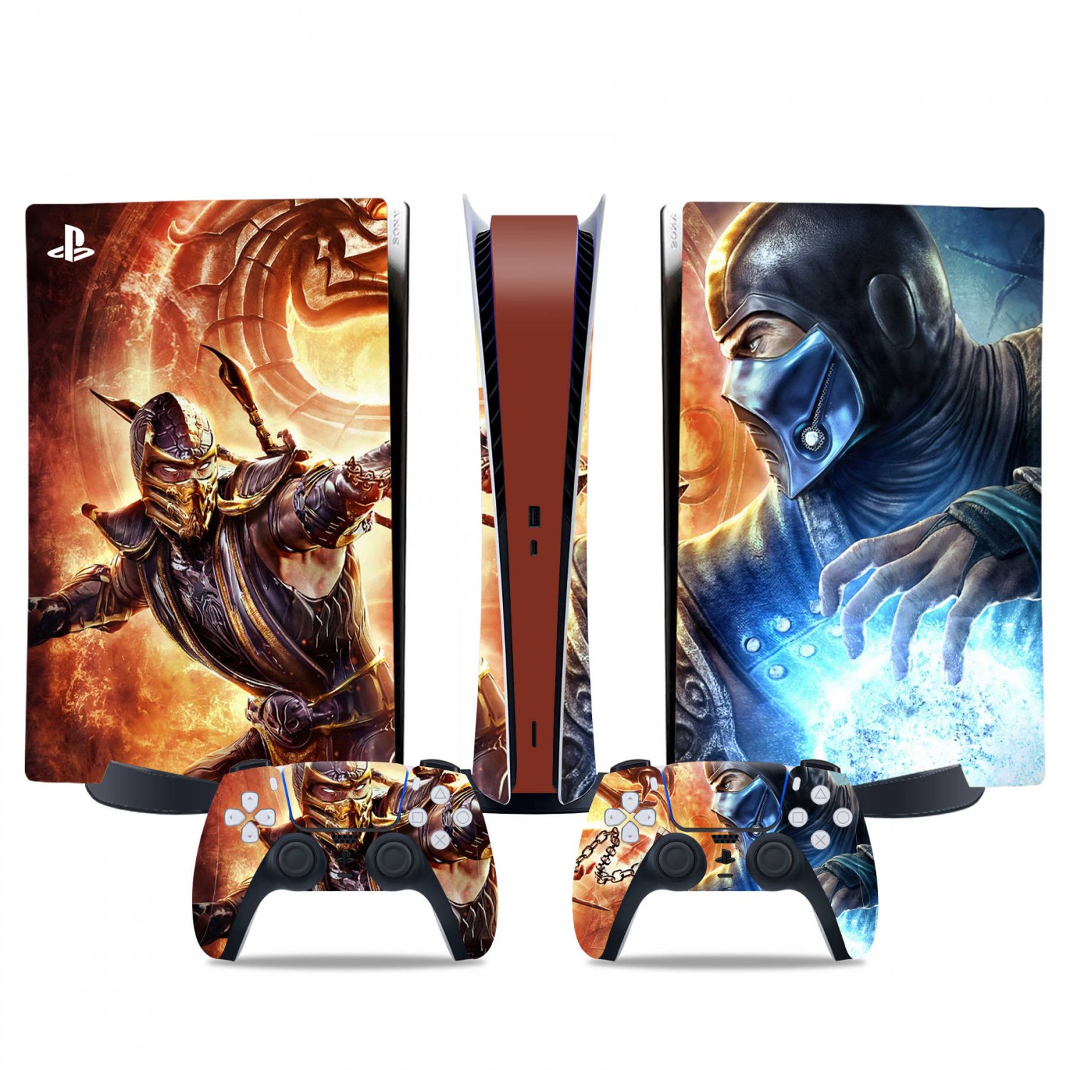 Mortal Kombat decal skin for PS5 digital Console & 2 Controllers