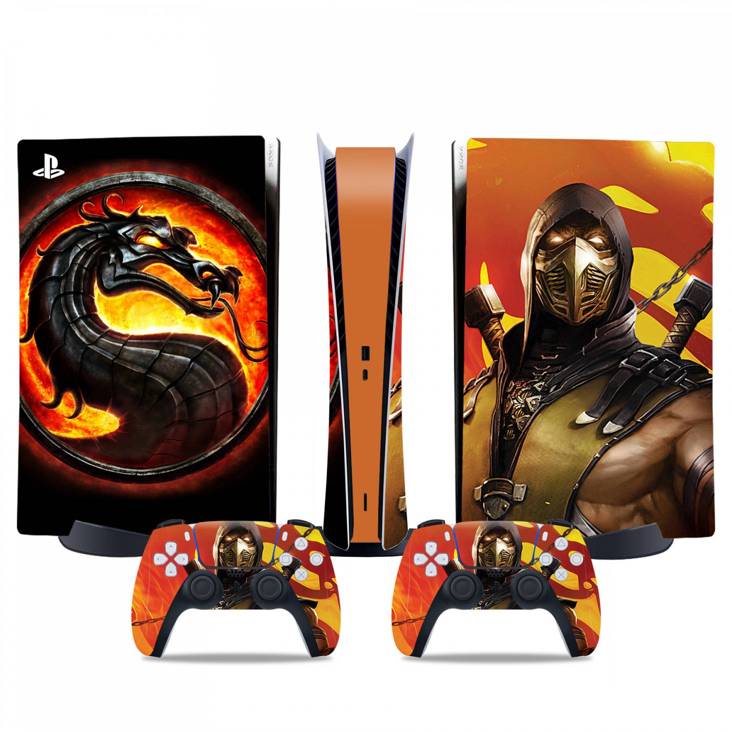 Mortal Kombat decal skin for PS5 digital Console & 2 Controllers