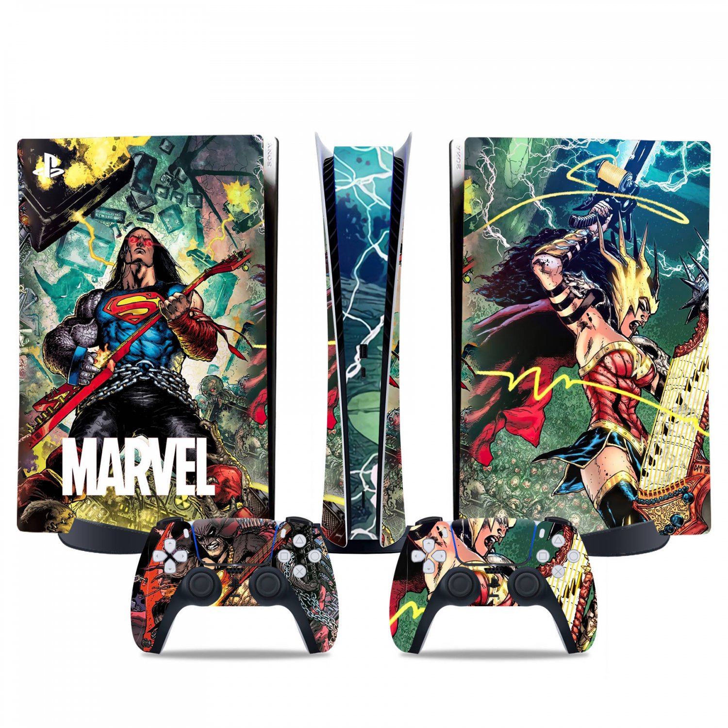 Superman decal skin for PS5 digital Console & 2 Controllers